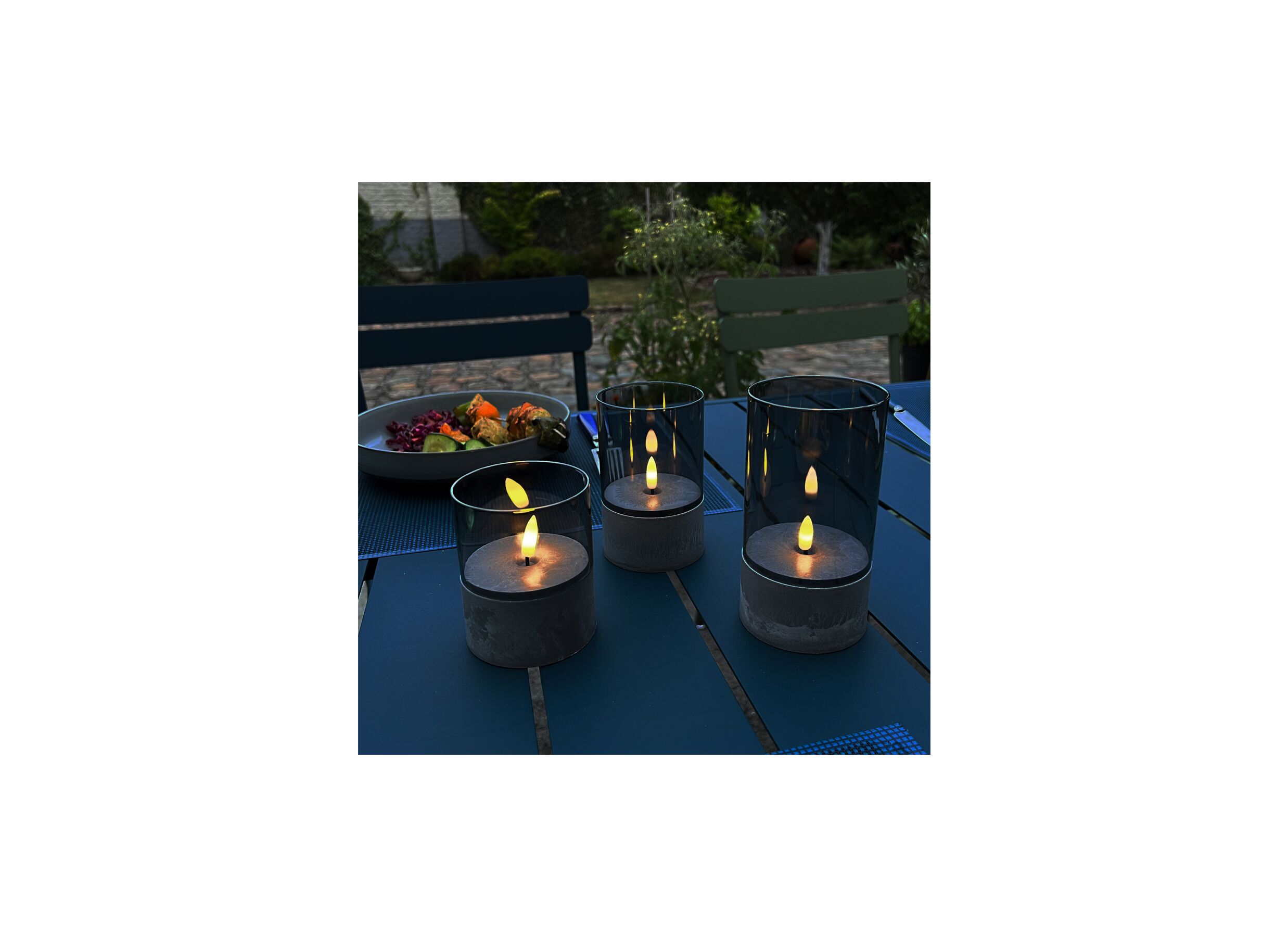 Sfeerfoto - Ledkaars Bougie H15cm - kunststof/glas - grijs