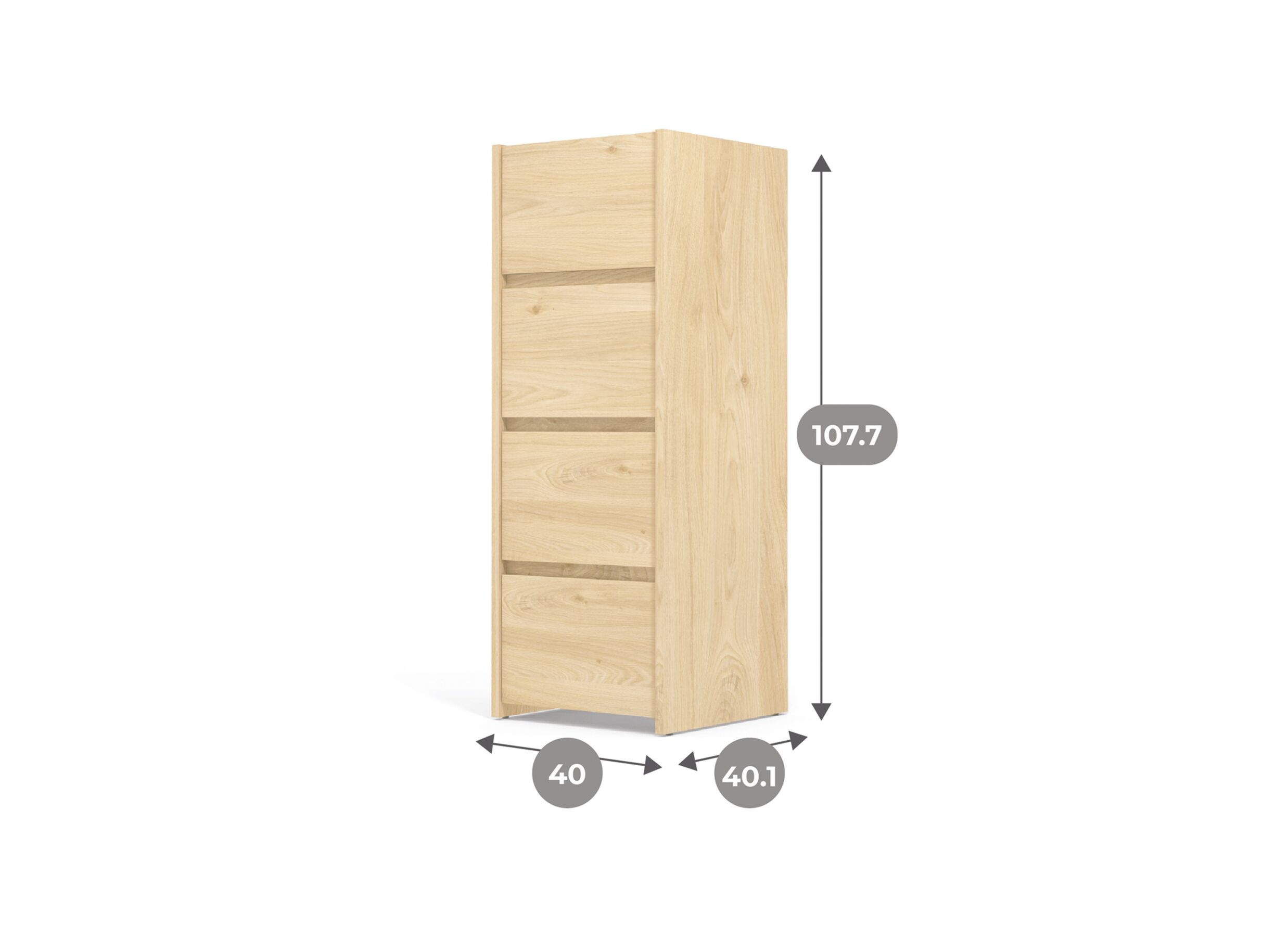 Afmetingen - Ladekast Mosaik 40x40x108cm - decor - hickory