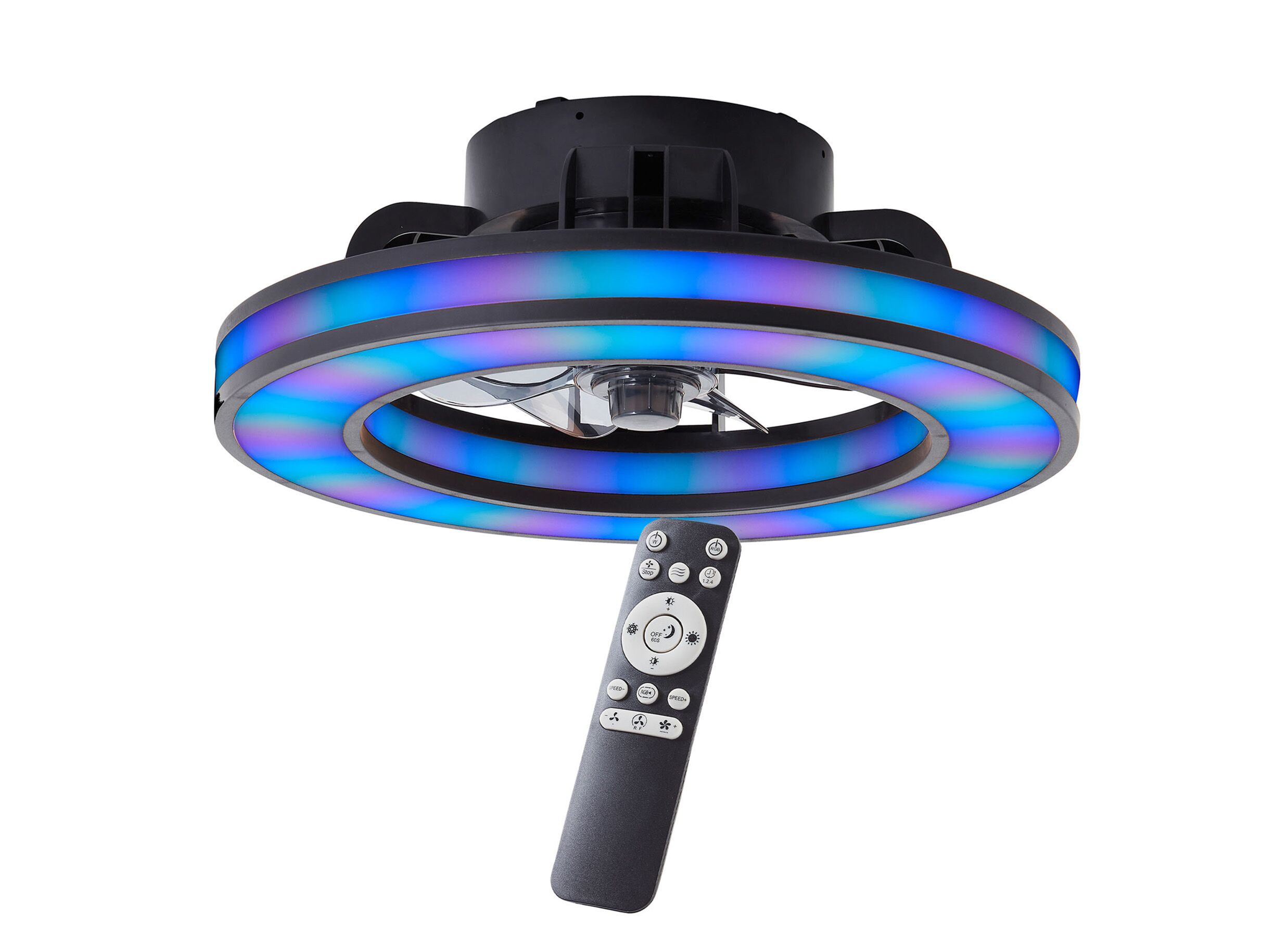 Plafondlamp Mondello met ventilator Ø41 - Plafondlamp Mondello met ventilator Ø41,5cm - kunststof - zwart