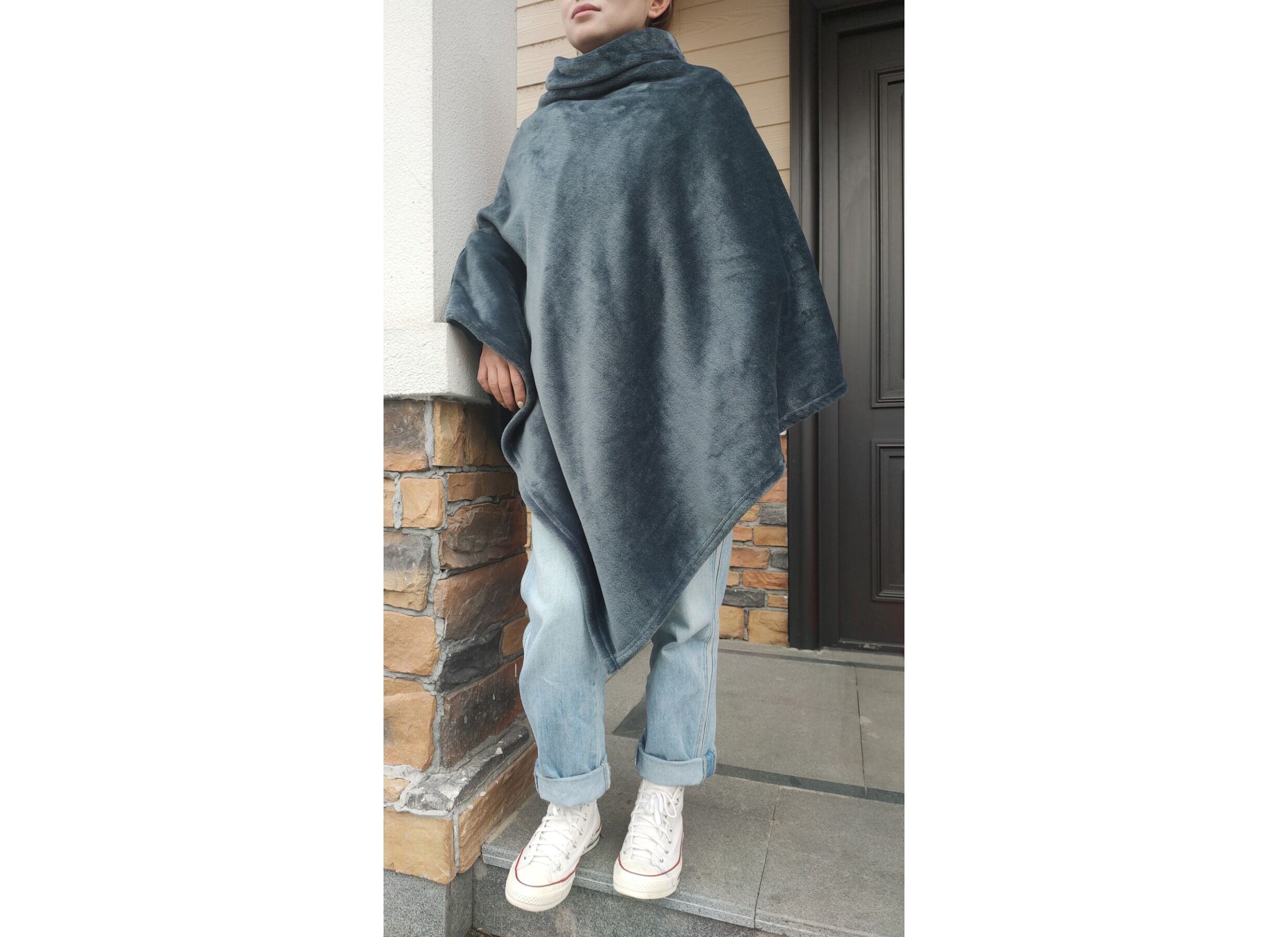 Foto ambiance - Poncho microfibre anthracite