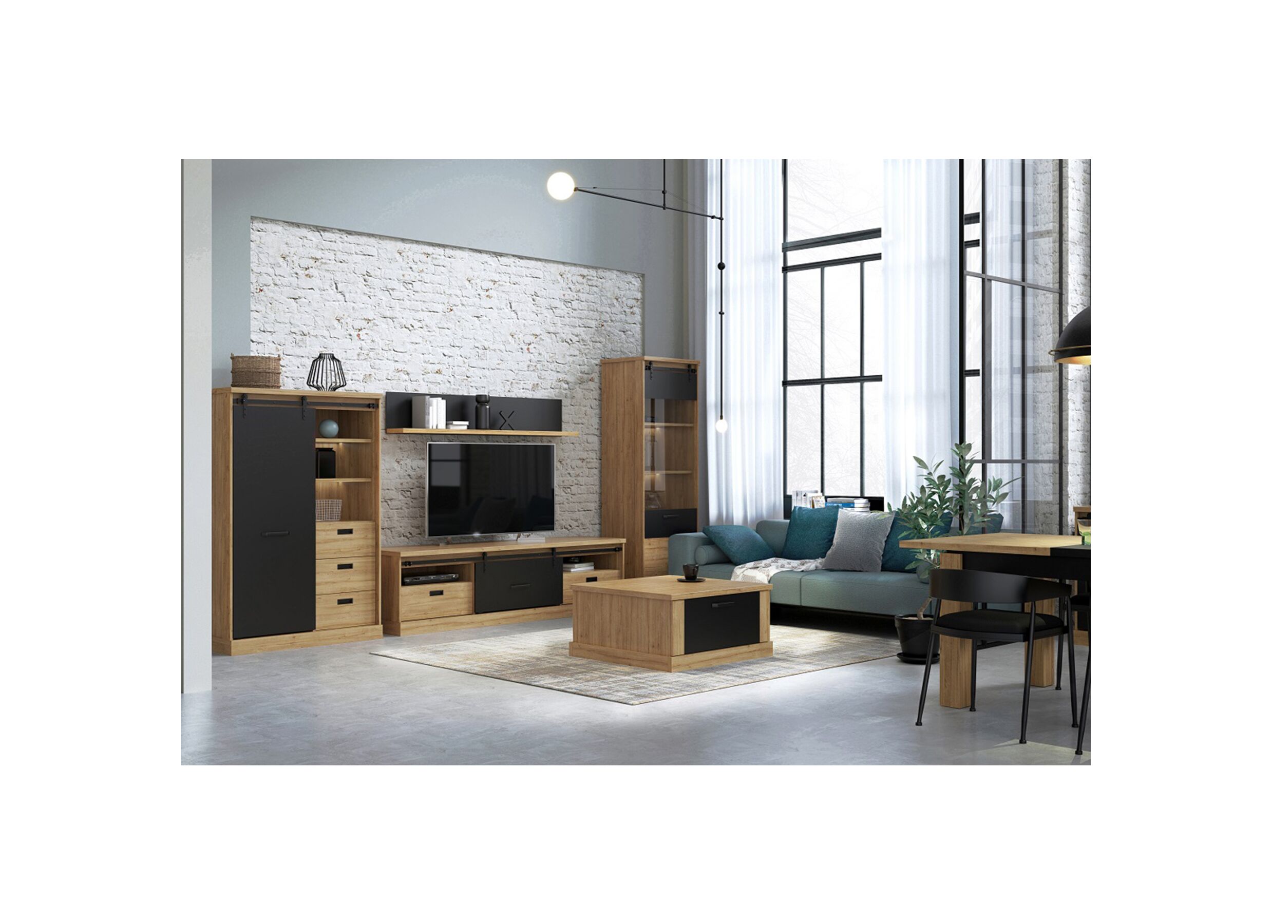 Buffetkast Kaszimiro 103cm - decor - waterford eik/zwart