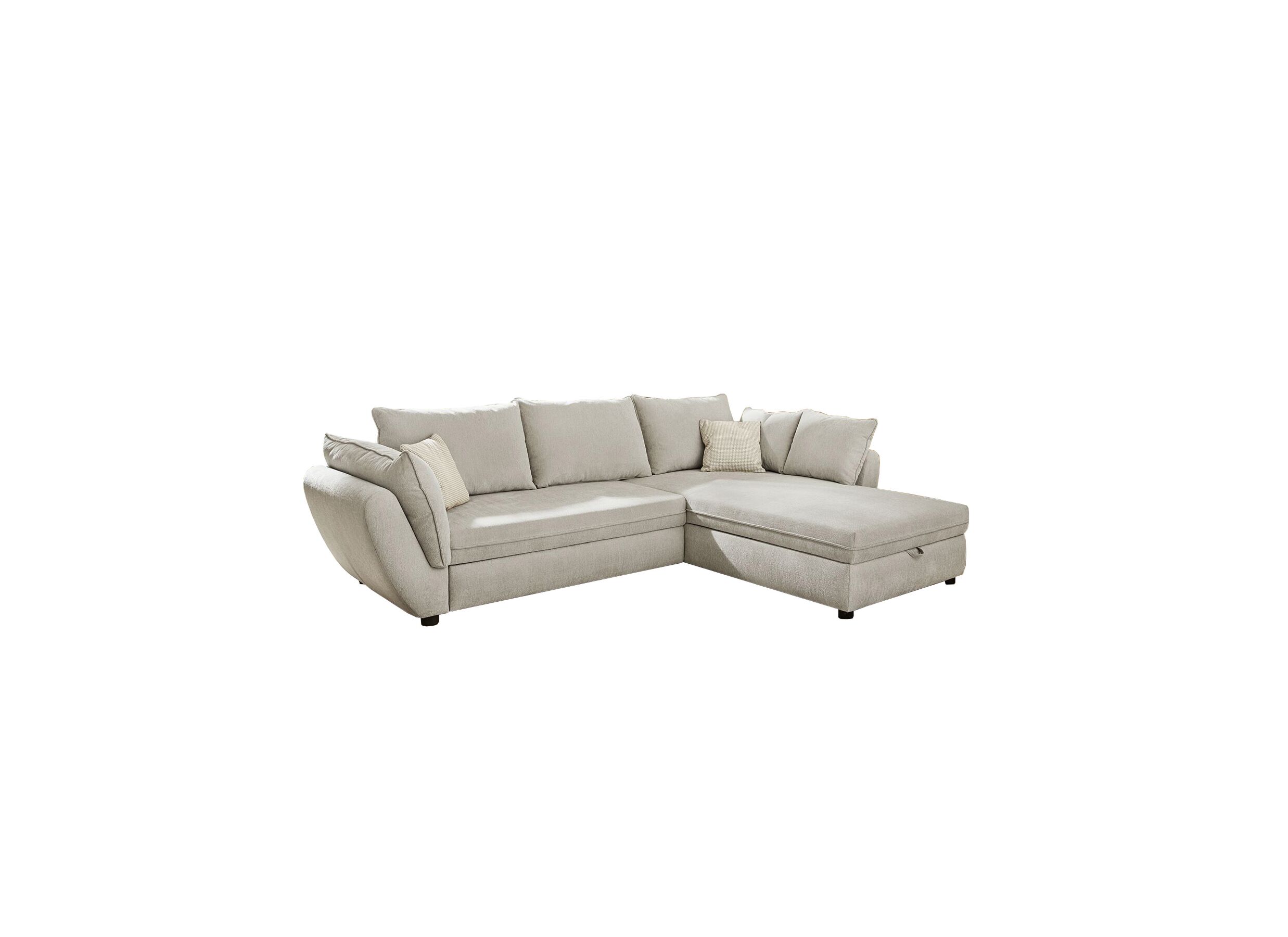 Canapé d'angle Jerez tissu greige avec fonction de lit et rangement - Canapé d'angle Jerez 303x205cm - tissu - greige avec fonction de lit et rangement