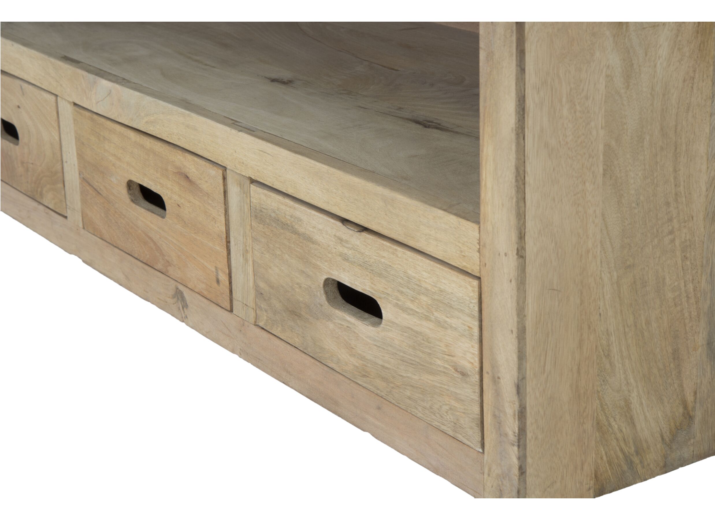 Meuble TV Ploutos 165x48cm - manguier massif - naturel