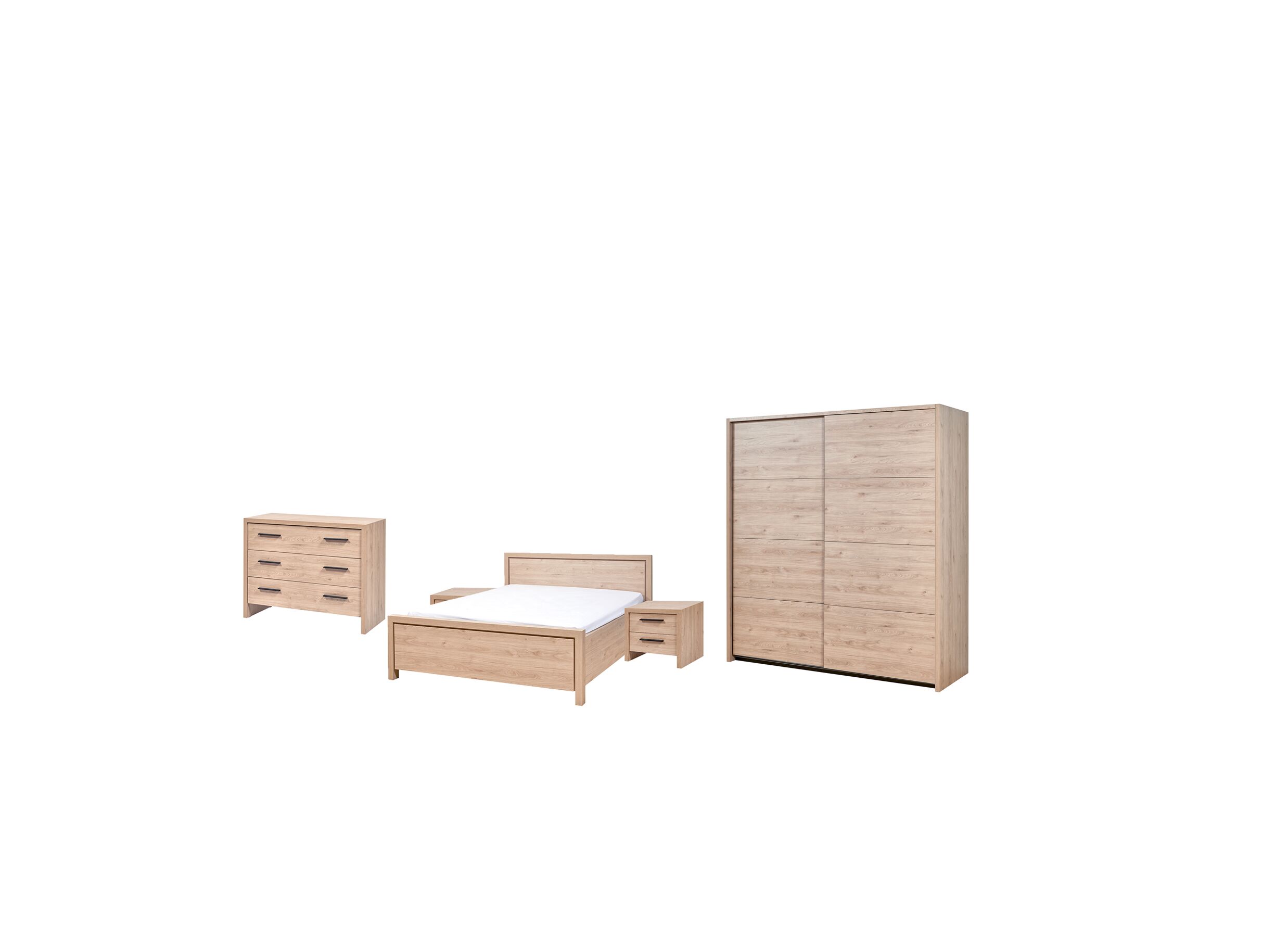 Chambre à coucher avec lit 180x200cm - armoire 203cm castella - Chambre à coucher avec lit 180x200cm - armoire 203cm castella