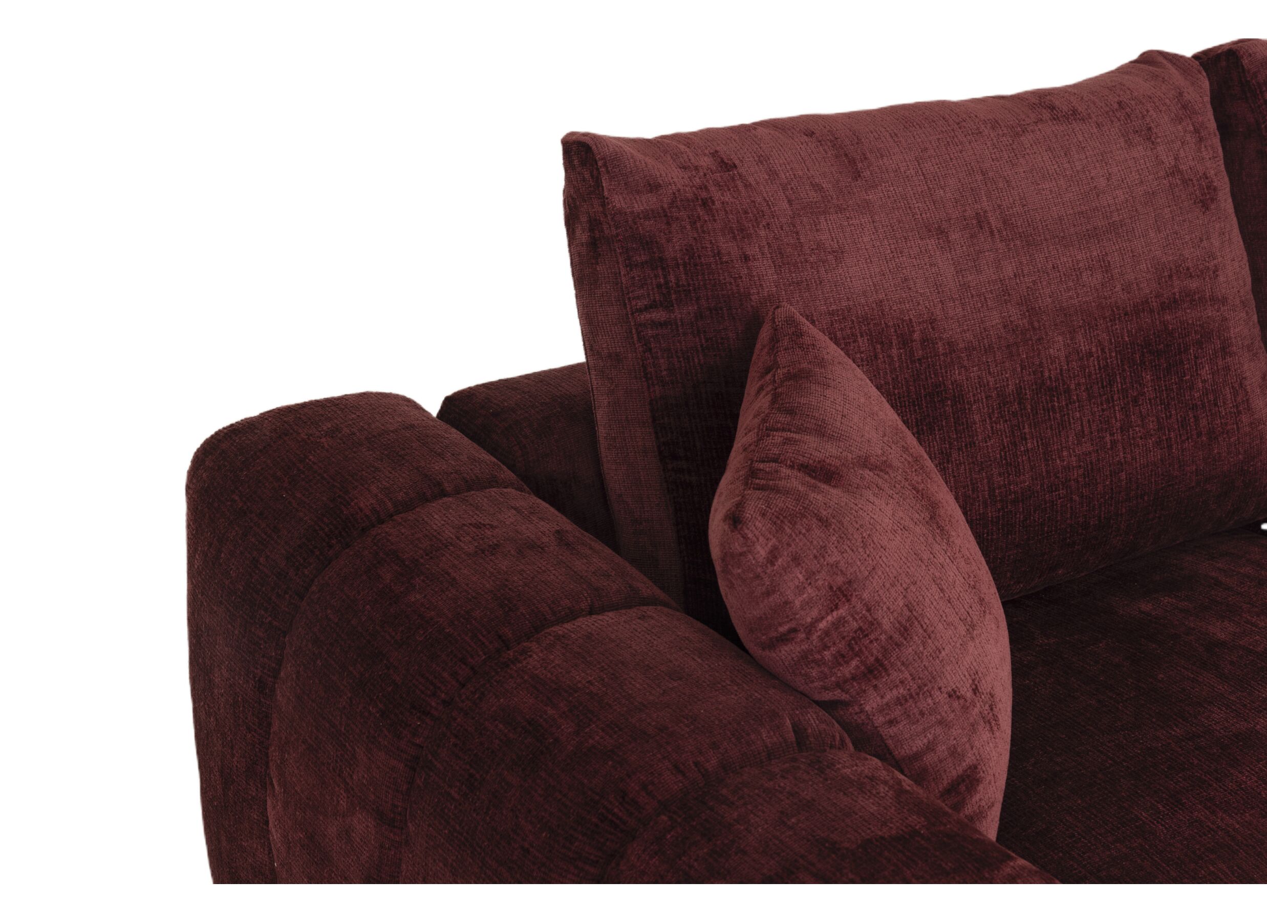 Detail - Canapé d'angle Musigny 315x165cm - chenille - bordeaux