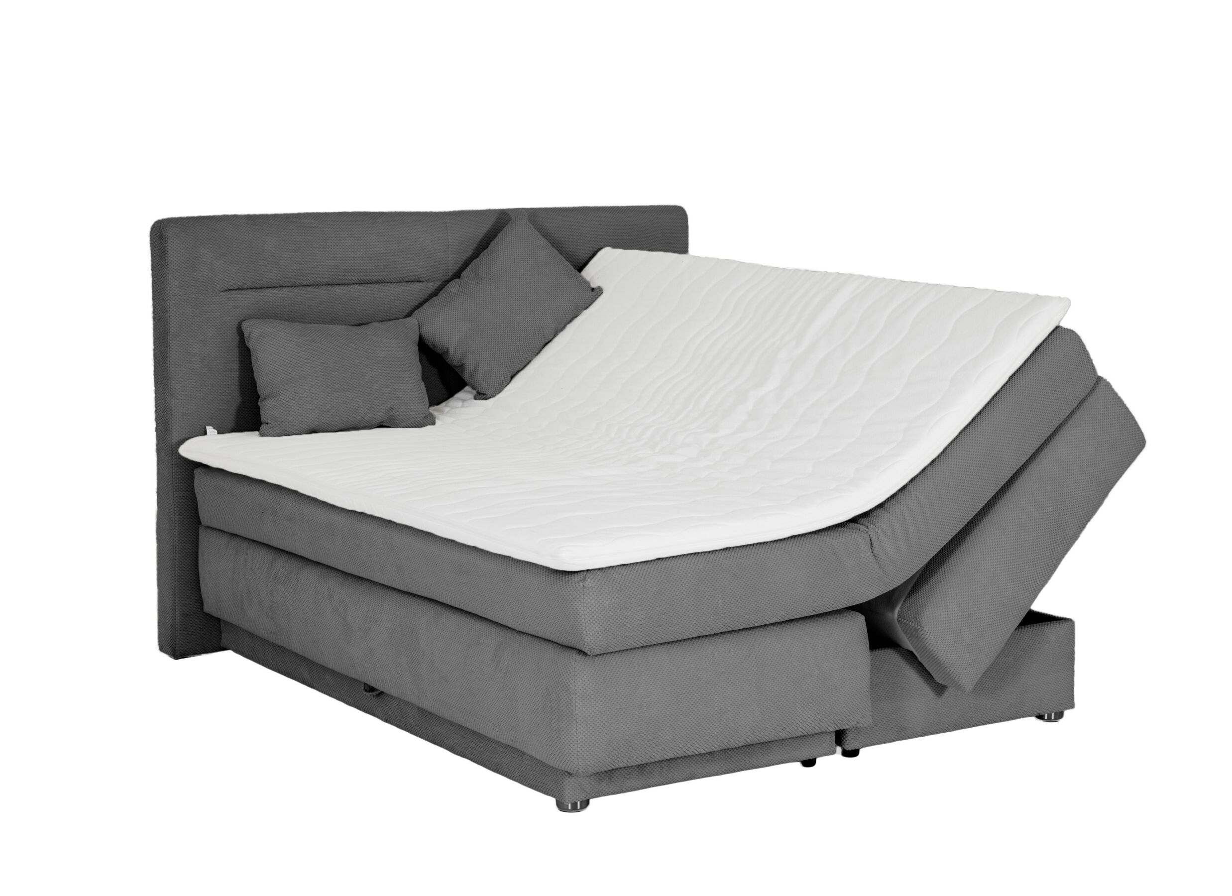 Overzichtsfoto - Boxspring Simone 180x200cm - stof - middengrijs met opbergruimte