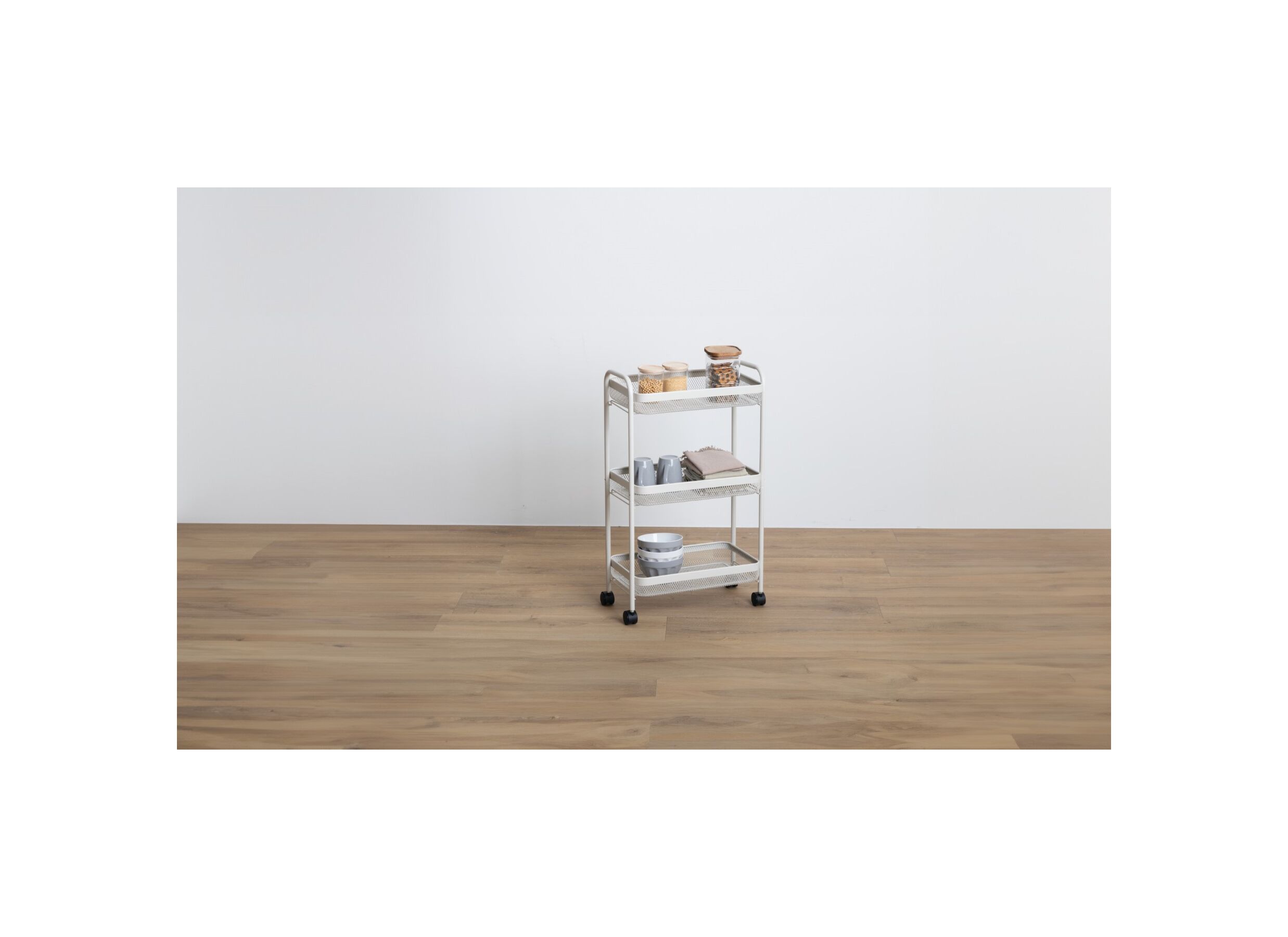 Sfeerfoto - Keukentrolley Mayaj 46,5x26,5x79,6cm - staal - beige