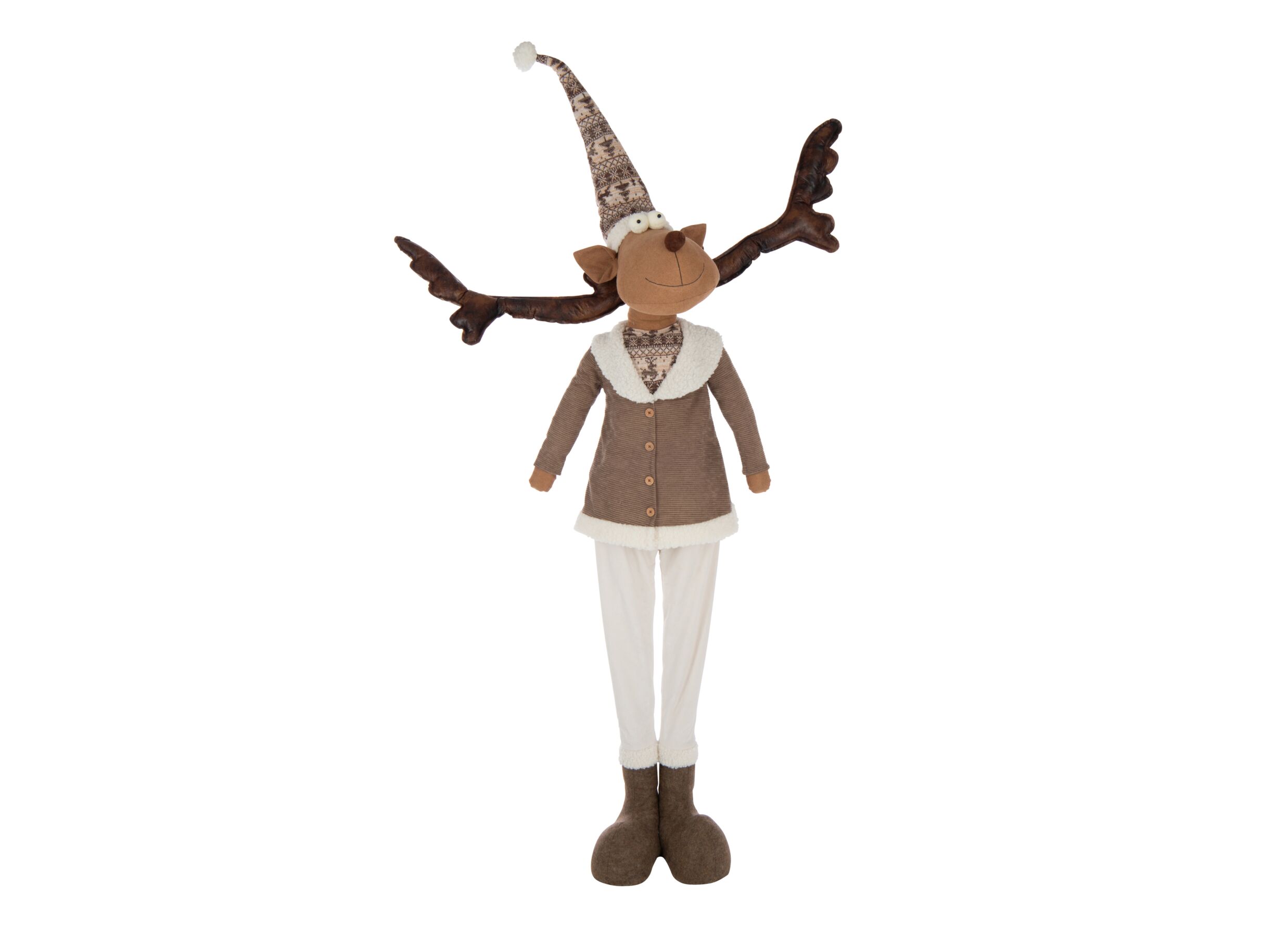 Kerstdecoratie Rendier Telescopisch 40x32x194cm - polyester - meerkleurig - Kerstdecoratie Rendier Telescopisch 40x32x194cm - polyester - meerkleurig