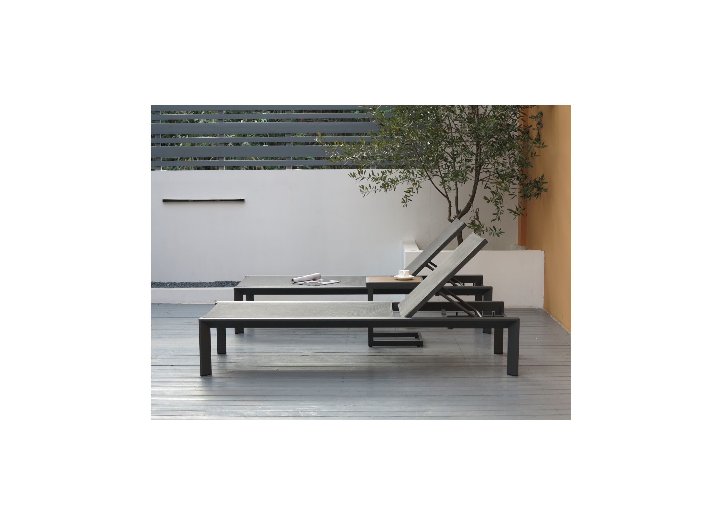Photo ensemble - Table d'appoint Nirvana 40x32x45cm - aluminium/polywood - anthracite