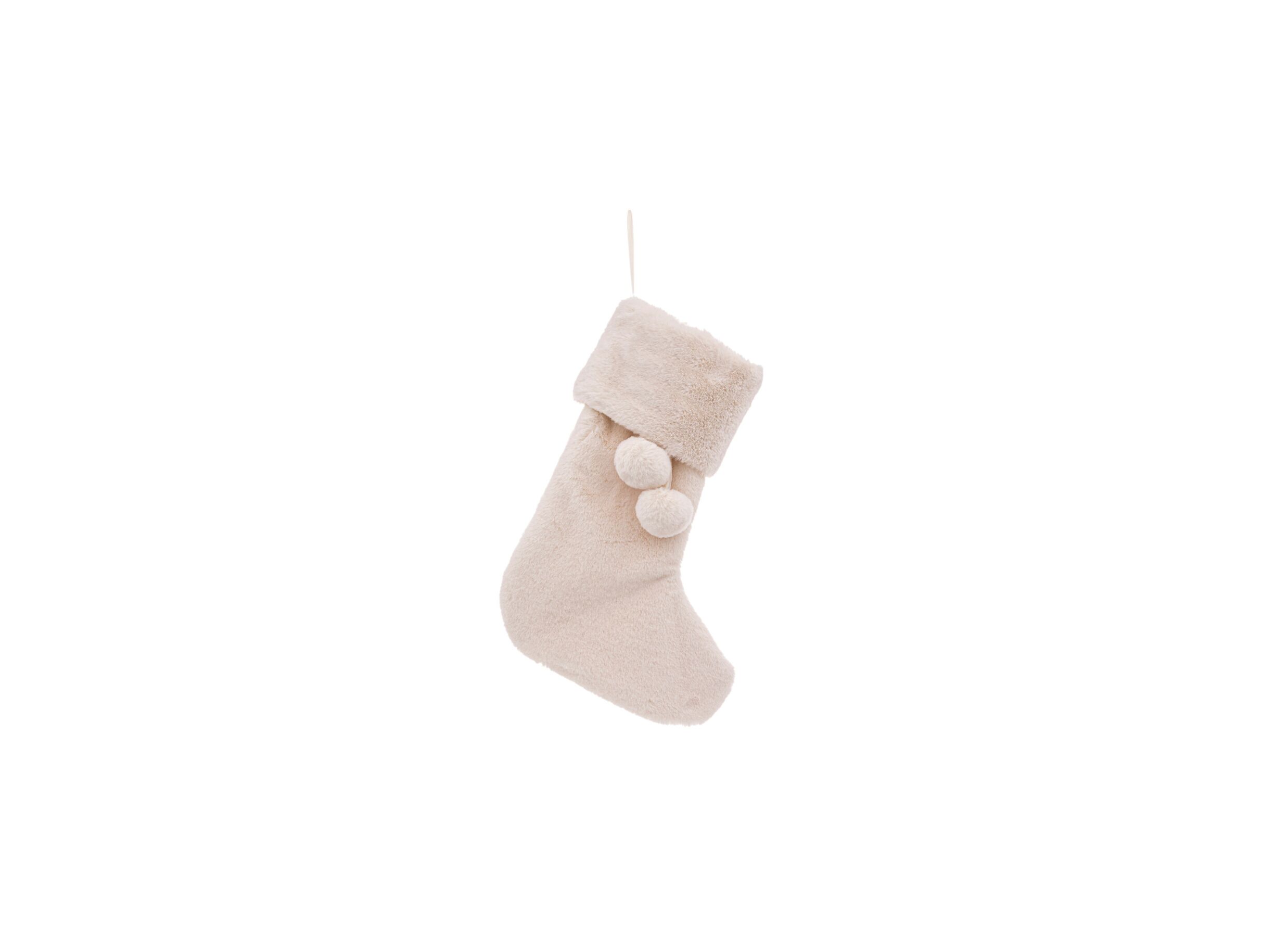 Kerstdecoratie Kerstsok H45cm polyester wit - Décoration de Noël Chaussette de Noël H45cm polyester blanc
