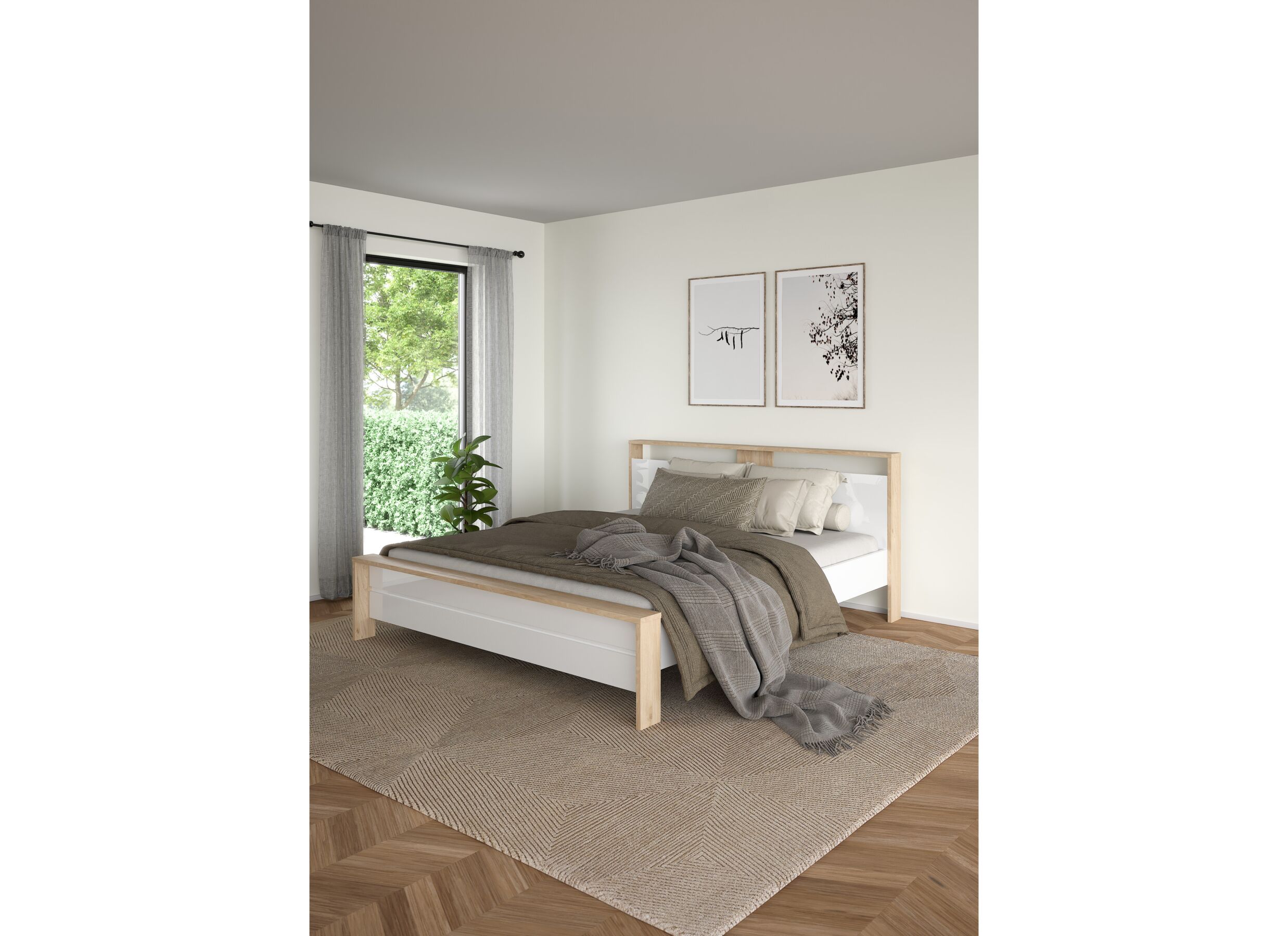Foto ambiance - Lit Next 180x200cm - décor - blanc & jackson hickory