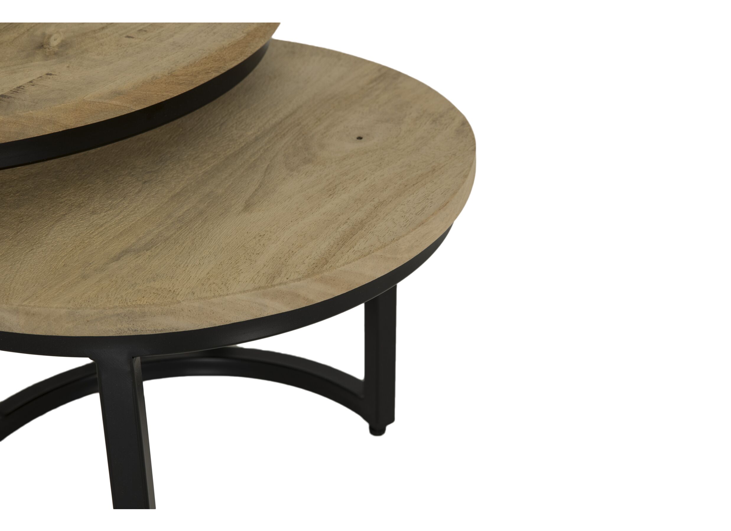 Detailfoto - Bijzettafel Celete Ø70cm - mango massief - sandblast set van 3