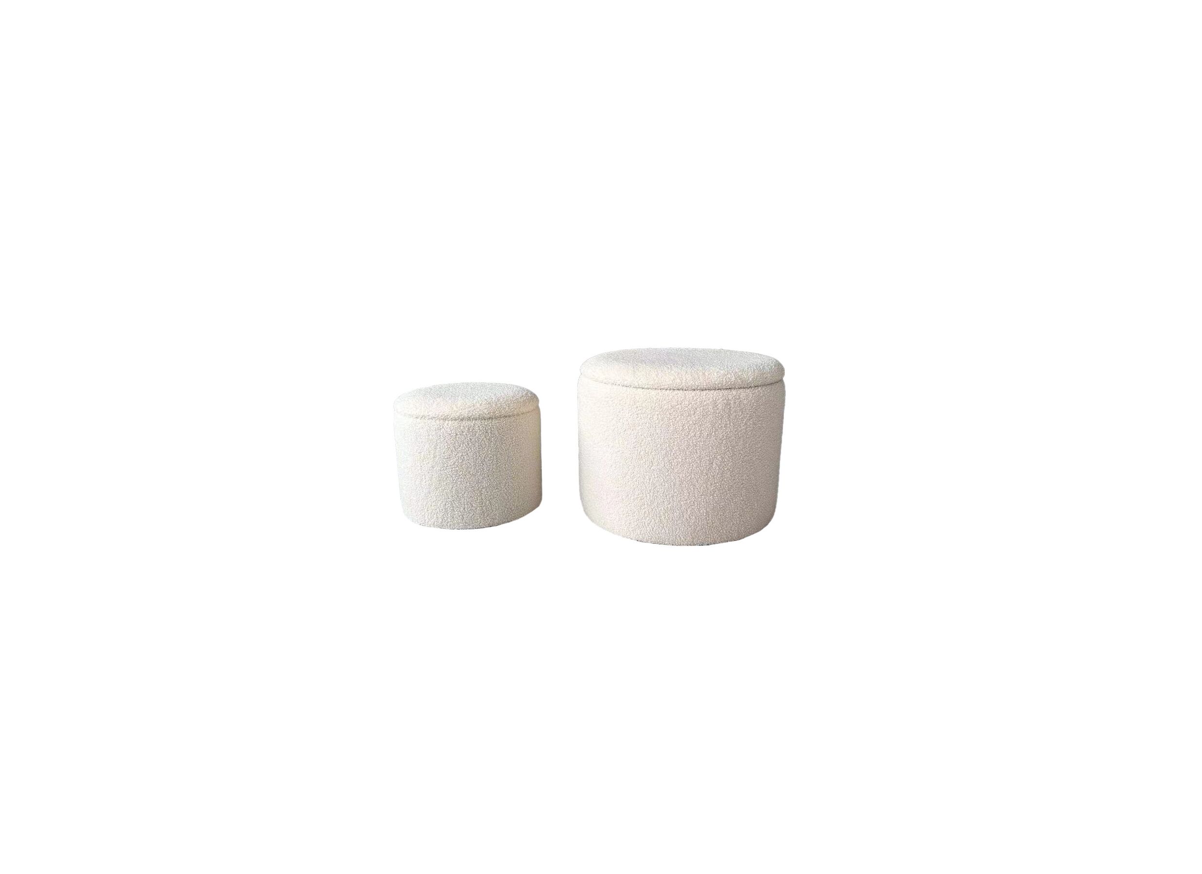 Pouf Mouflon Ø52cm tissu teddy beige lot de 2 - Pouf Mouflon Ø52cm - bouclé - beige - lot de 2