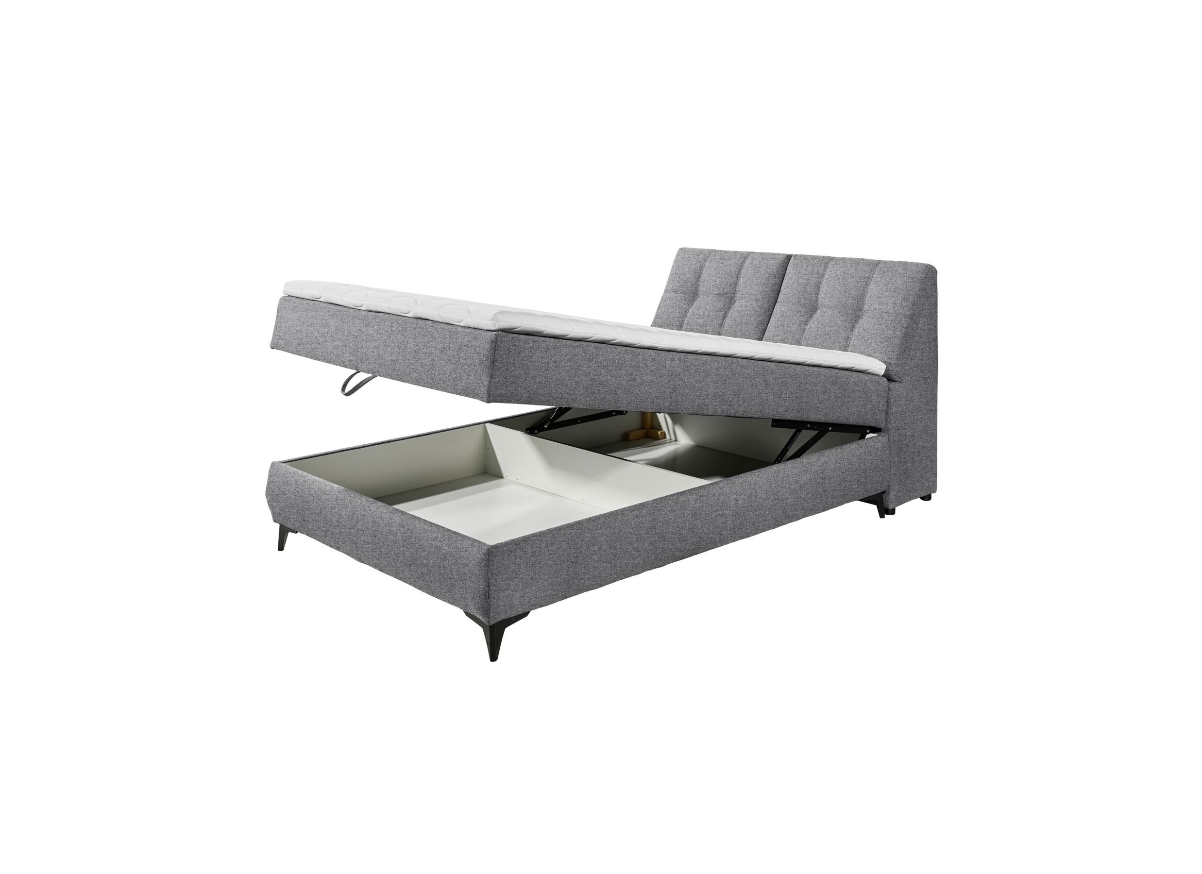 Disposition - Lit box Atlantis 140x200cm avec rangement tissu gris foncé