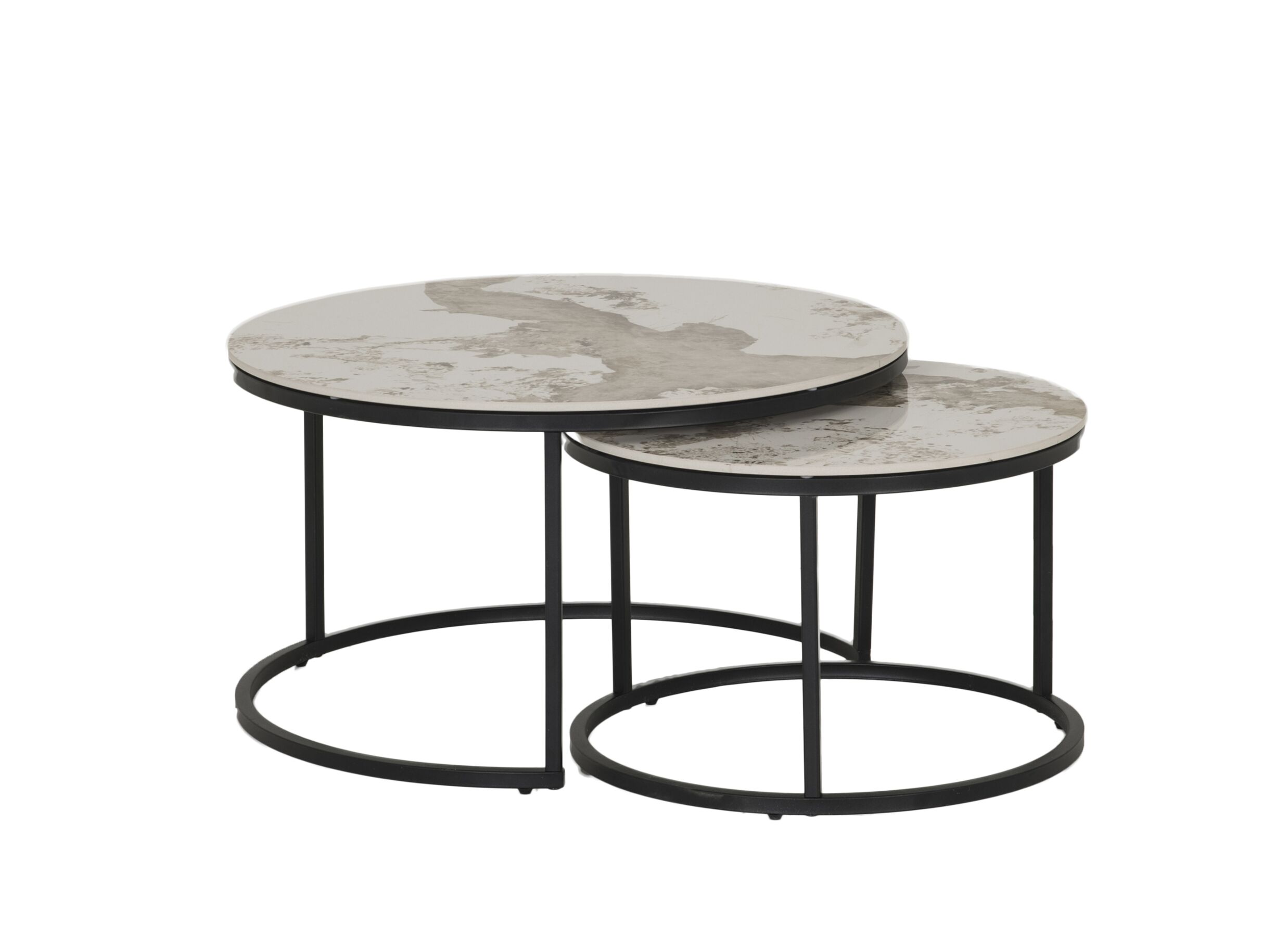 Salontafel SL2504 Ø80/Ø60cm - keramiek - taupe - set van 2 - Table basse SL2504 Ø80/Ø60cm - céramique - taupe - lot de 2