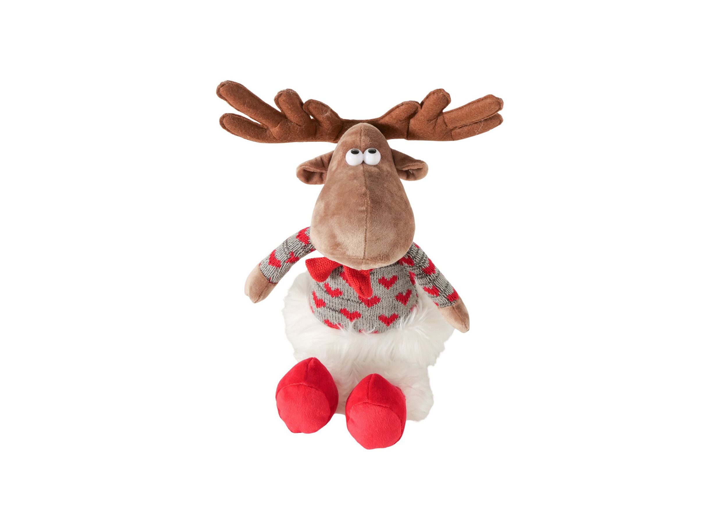 Kerstdecoratie Knuffel Yuki Hert H28cm - Décoration de Noël Peluche Yuki Cerf H28cm