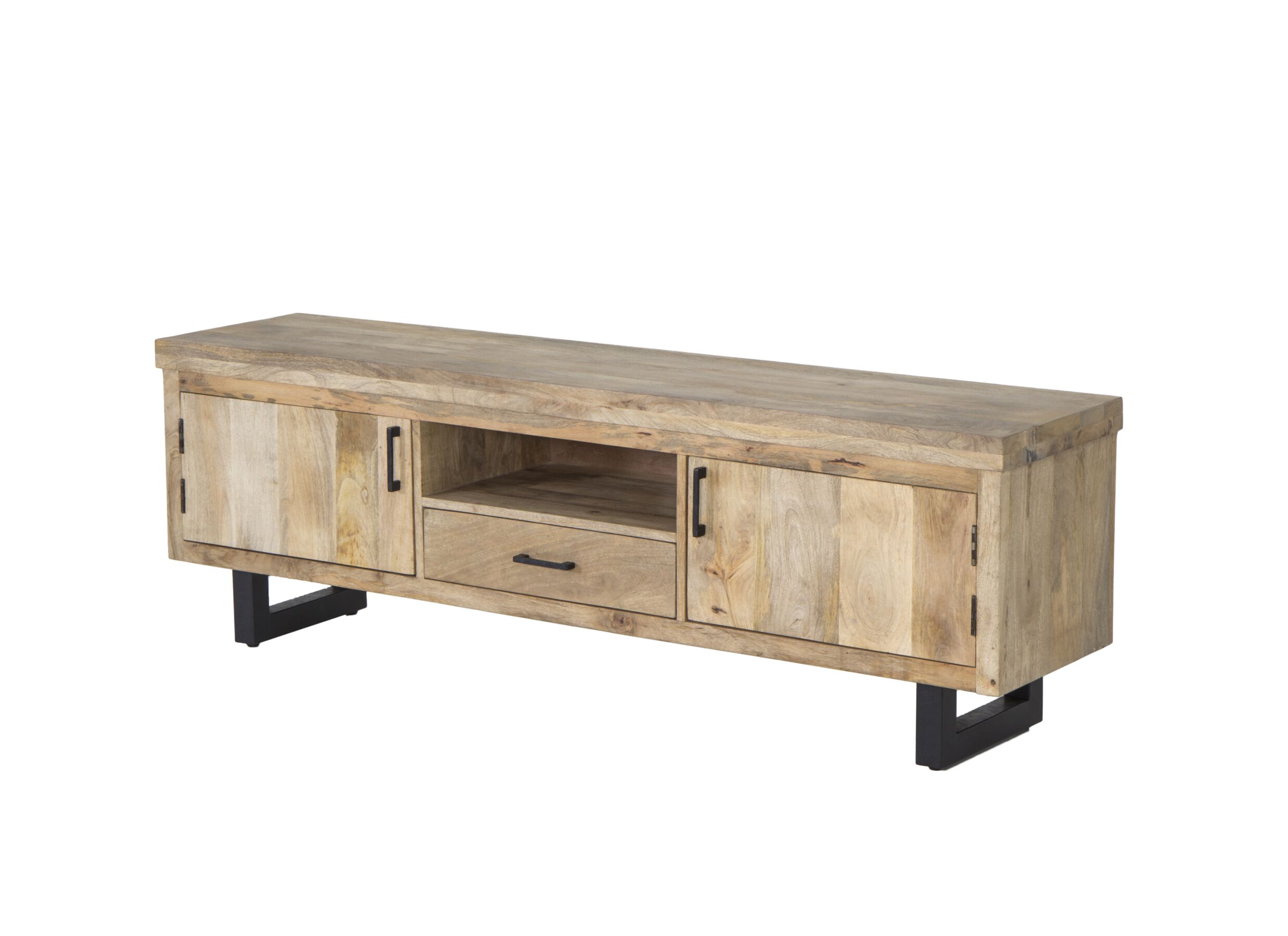 Tv-meubel Boqueria 180x42,5cm - mango massief & metaal - naturel