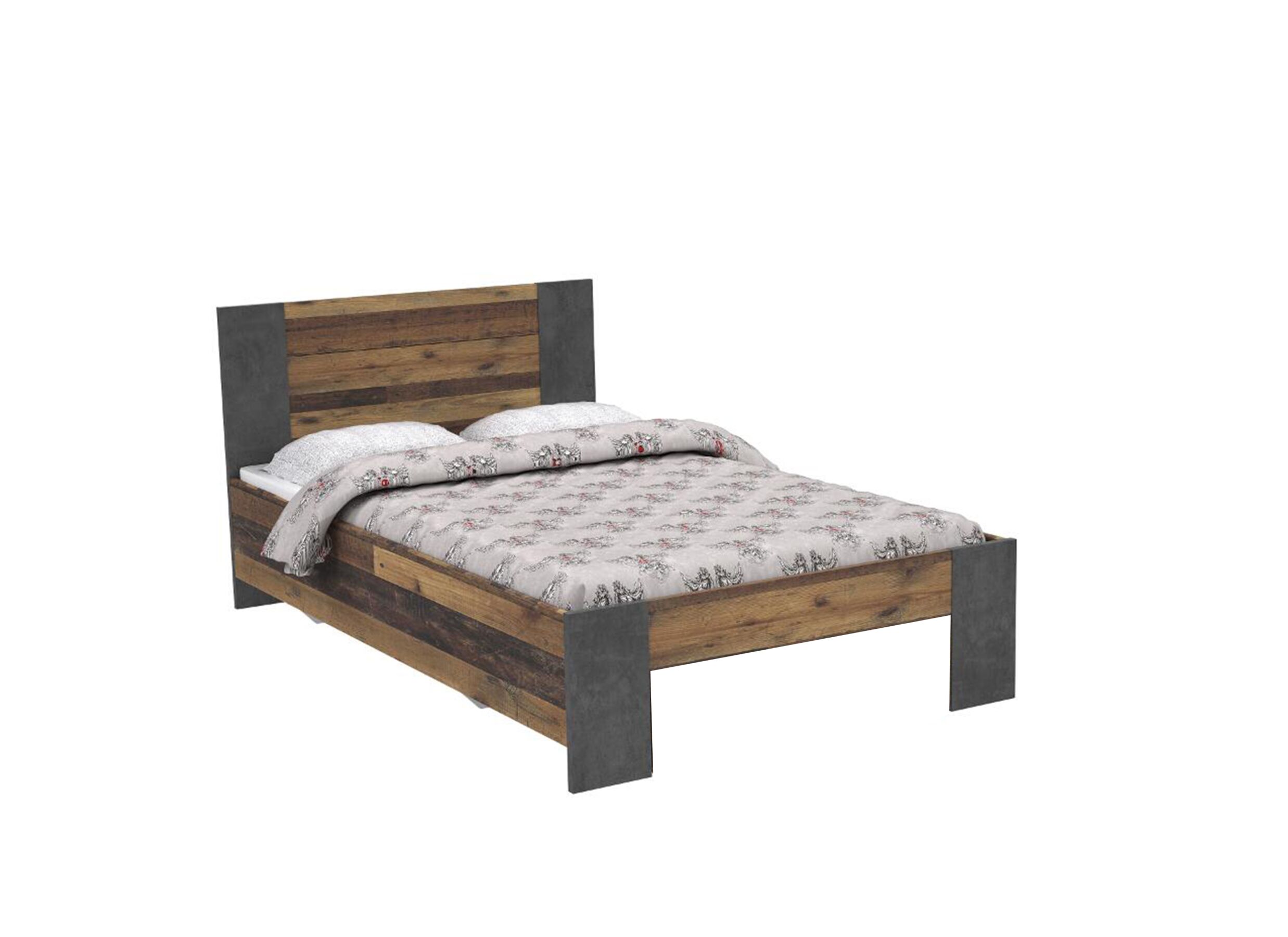 Bed Clif 120x200cm - meubelplaat - old wood/beton