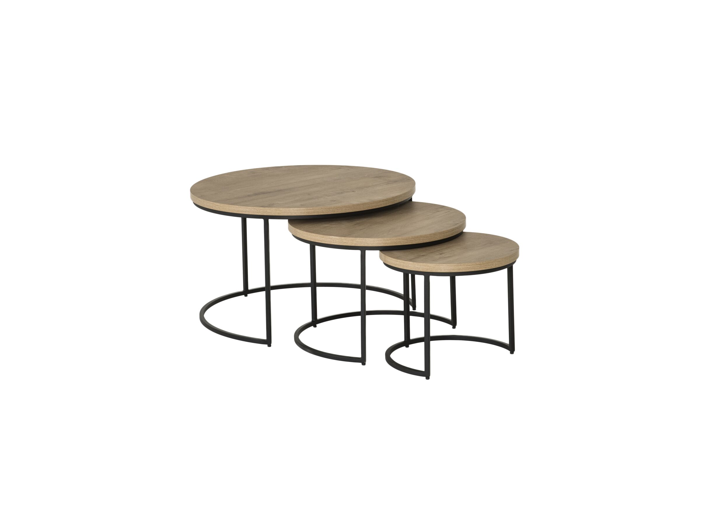 Hoofdfoto - Bijzettafel Cronos Ø80cm - decor eik - naturel - set van 3