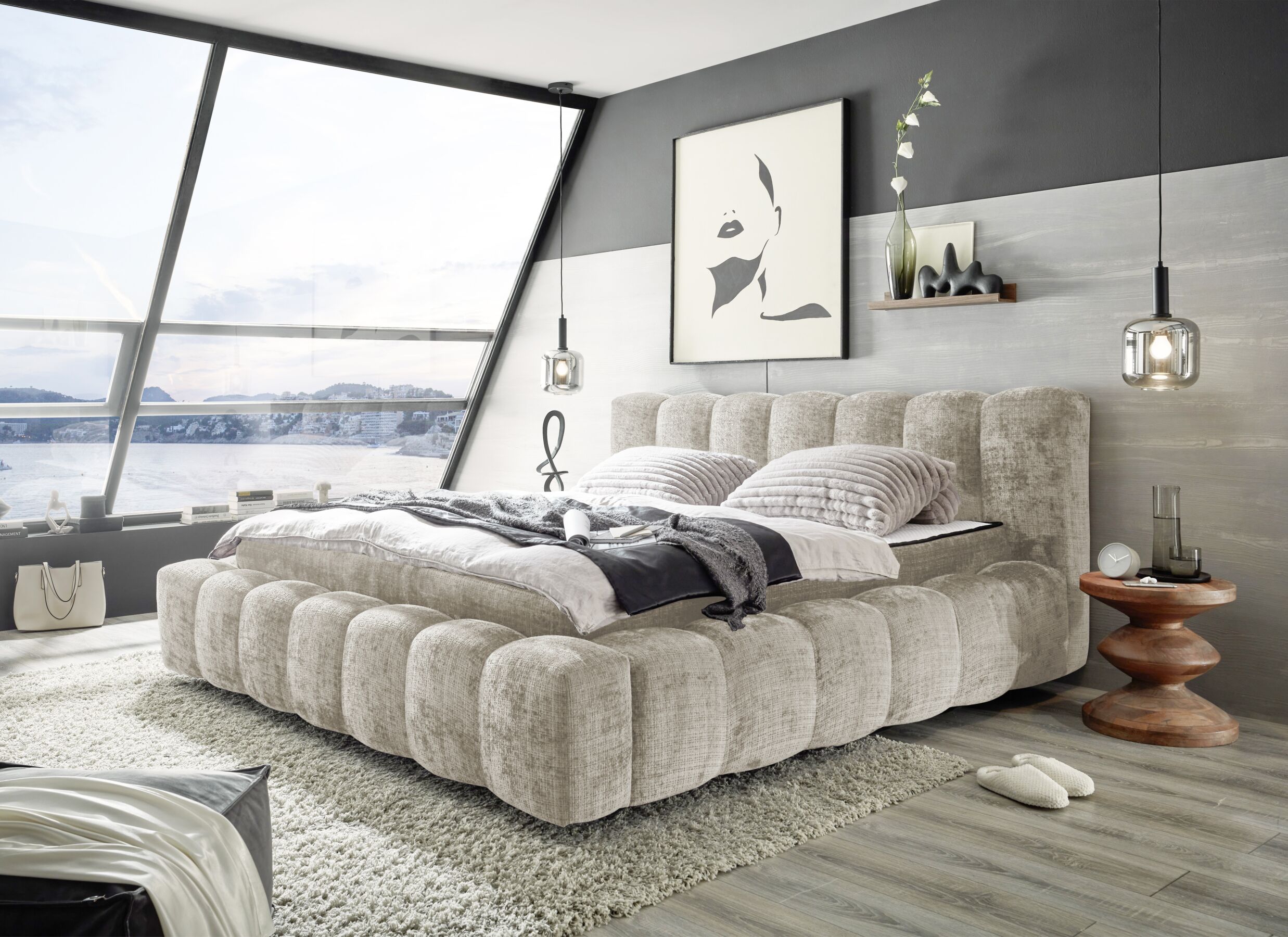 Foto ambiance - Bexley 160x200cm - tissu - taupe