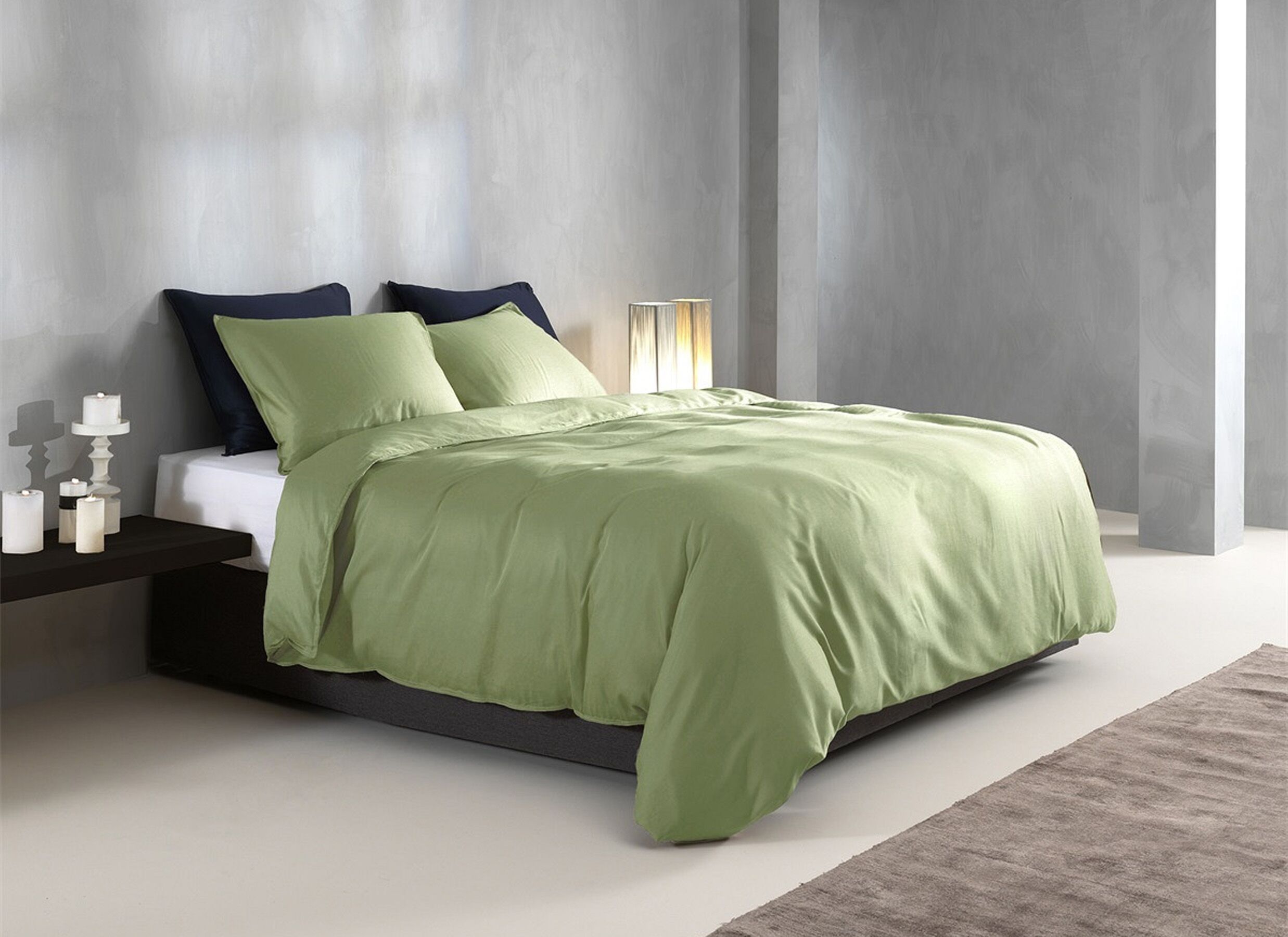 Foto ambiance - Housse de couette Santina 240x220cm - satin de coton - sage green