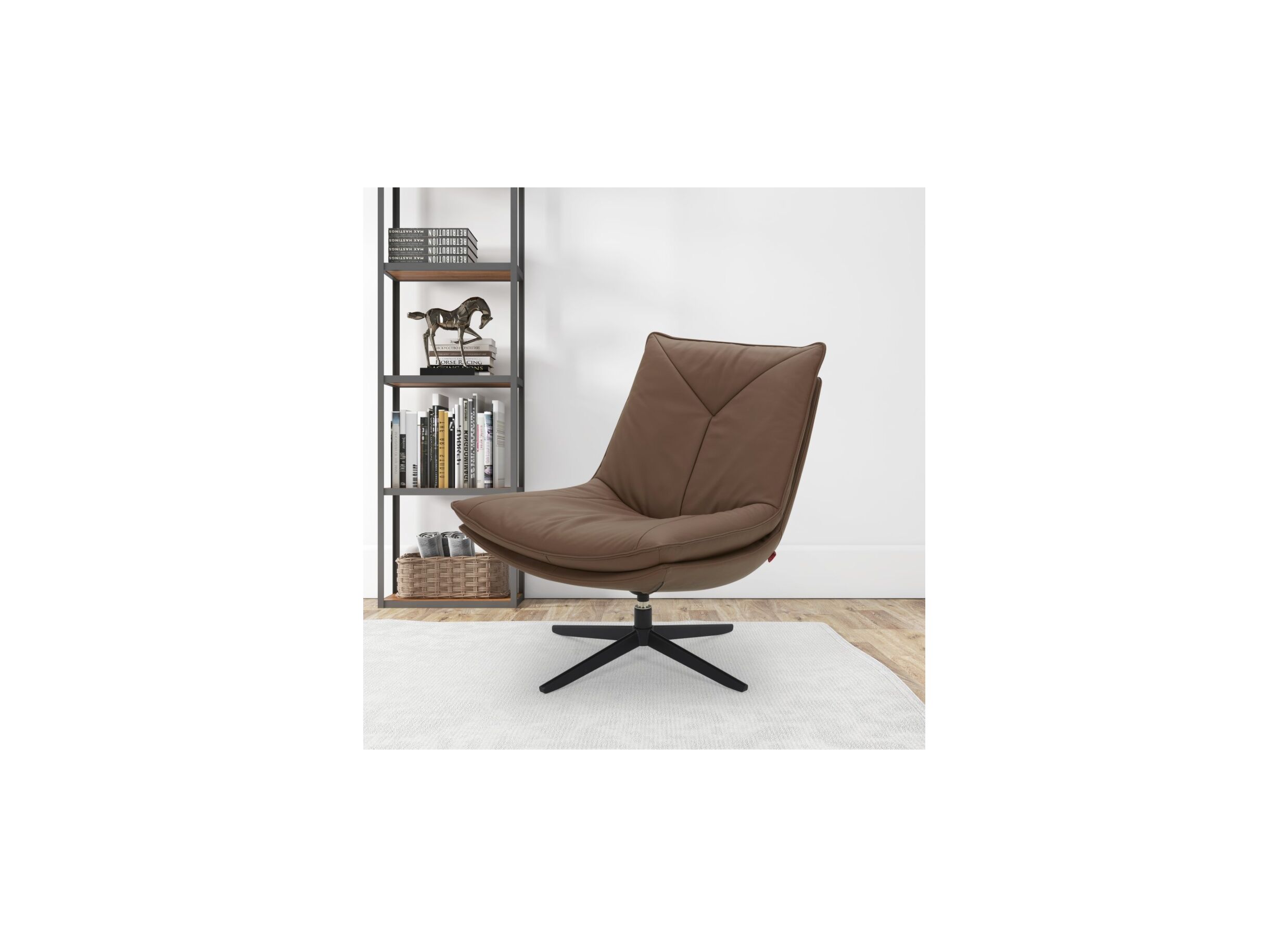 Sfeerfoto - Draaifauteuil A8036 75x90x87cm - leder - cognac