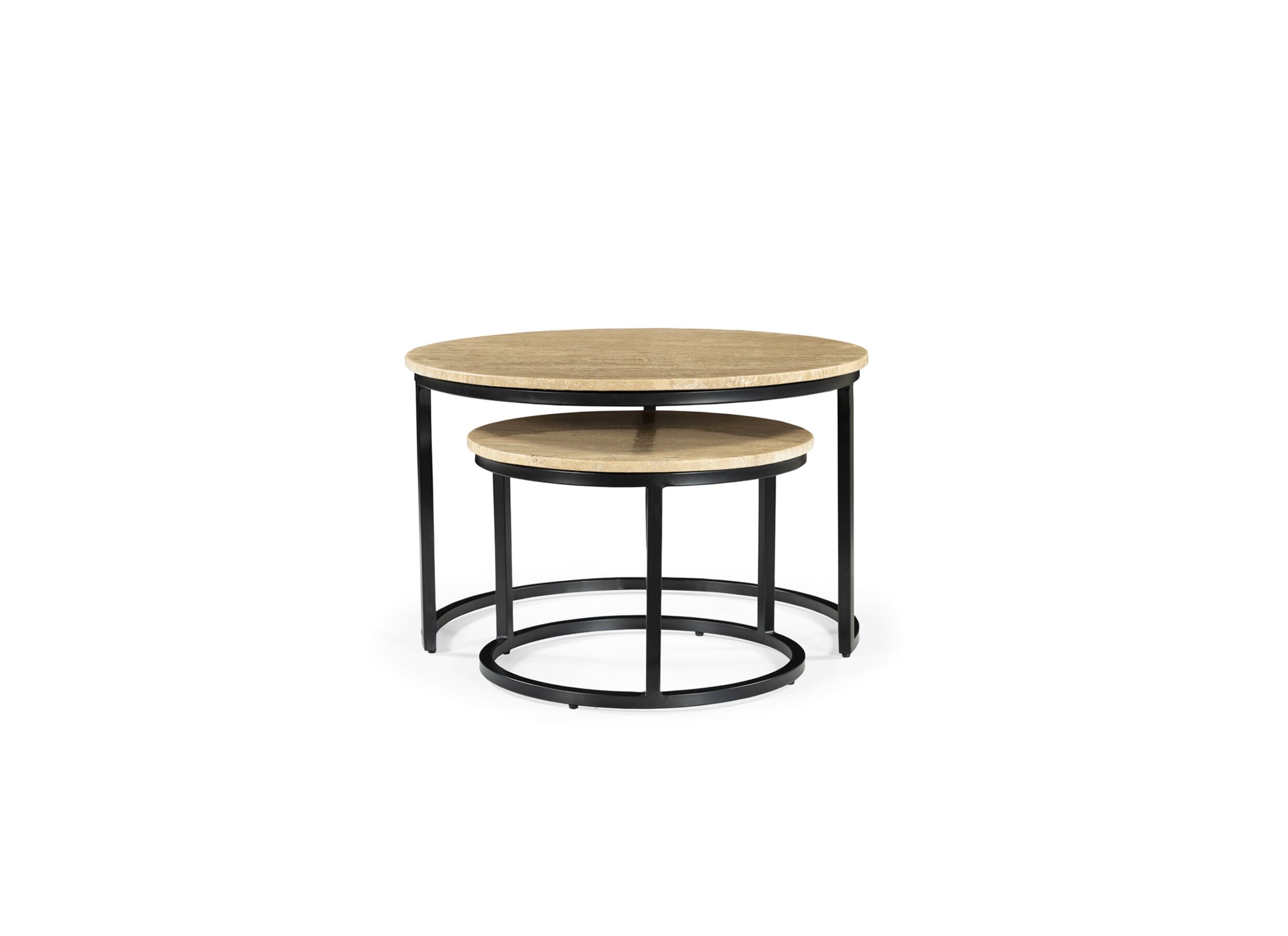 Aperçu - Table basse Paddo Ø70x43/Ø50x35cm - travertin - beige