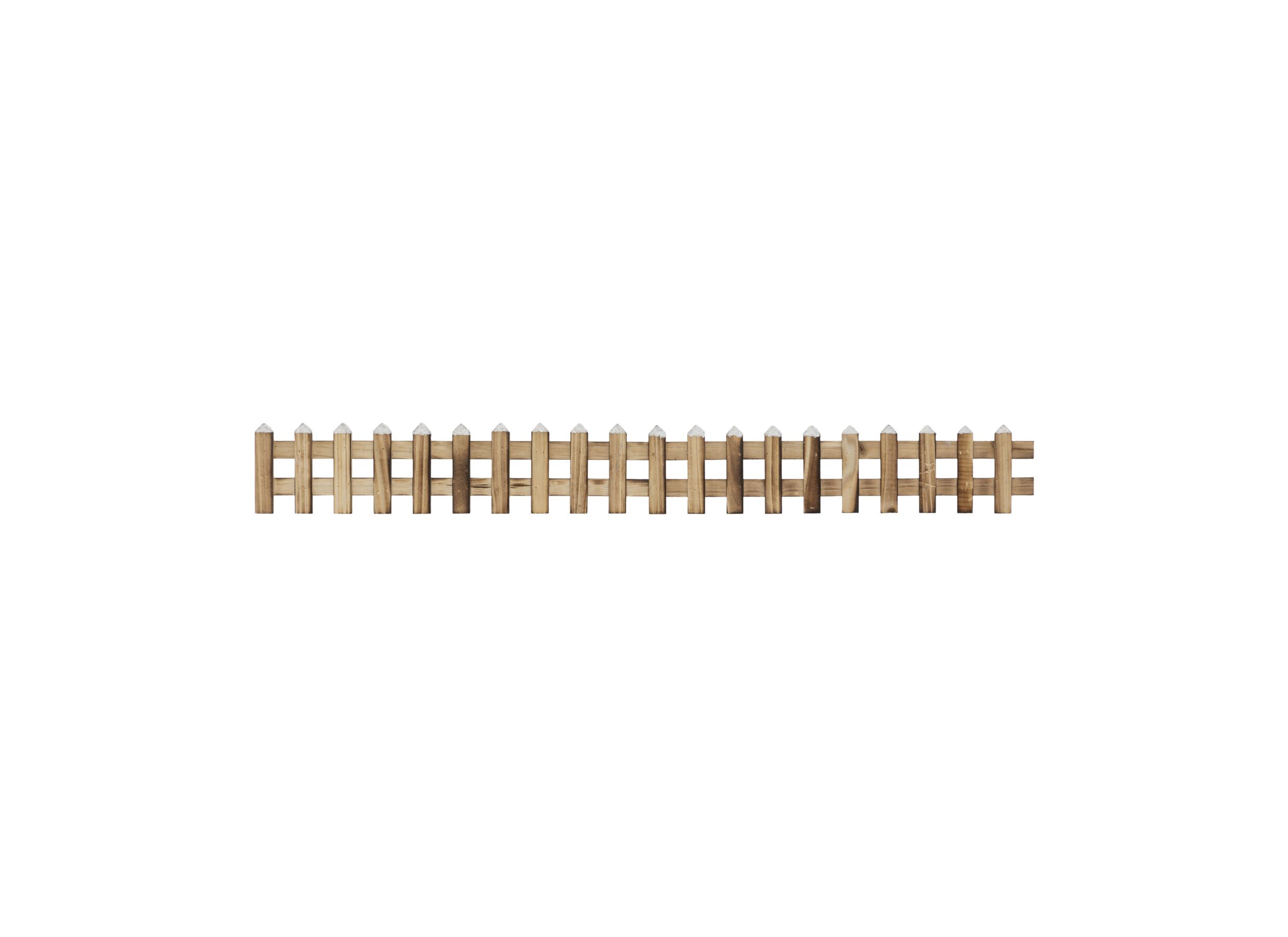 Aperçu - Décoration de Noël Clôture en Bois avec Neige H10cm brun