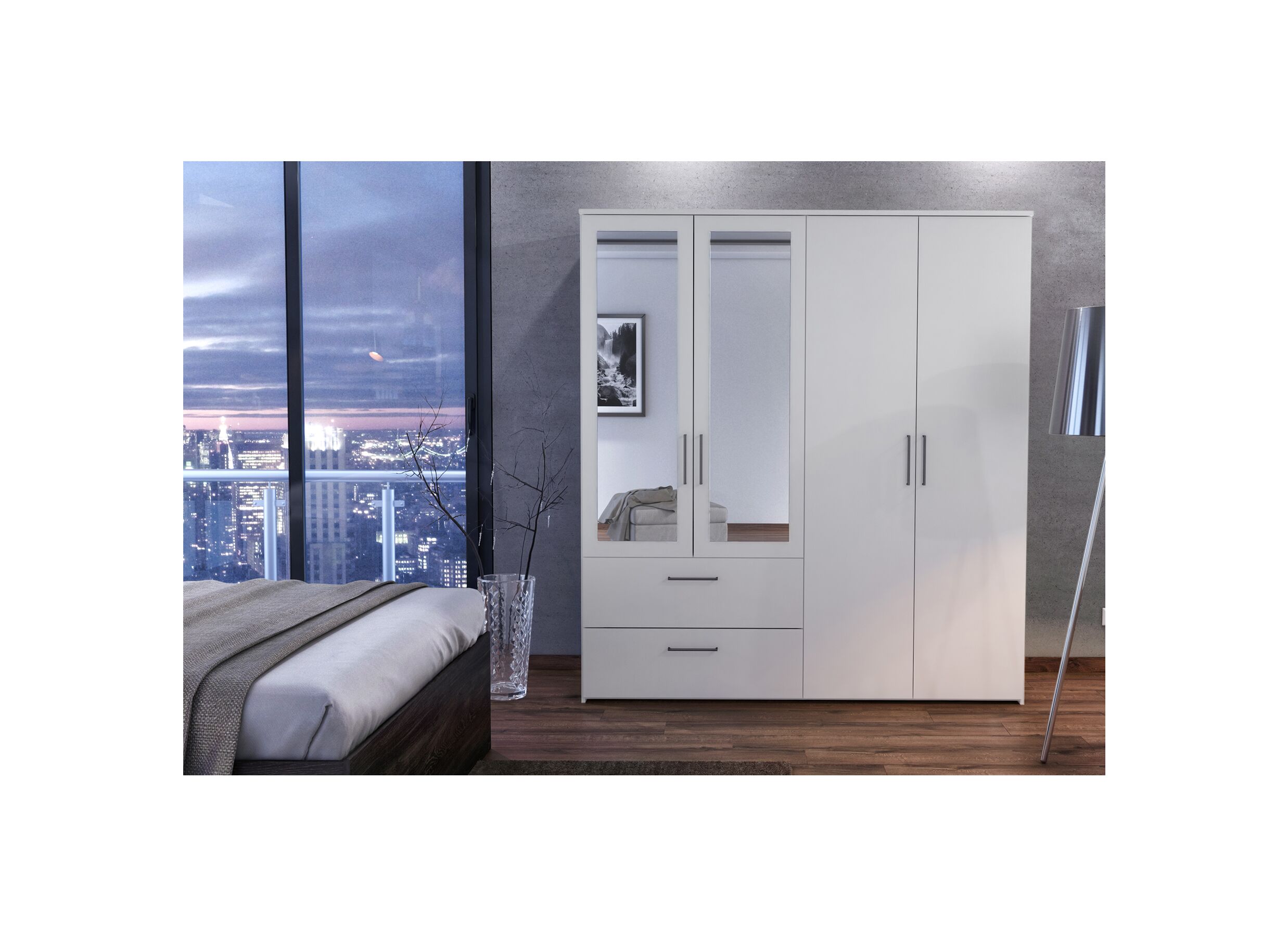 Garde-robe Orleans 181cm - décor - blanc