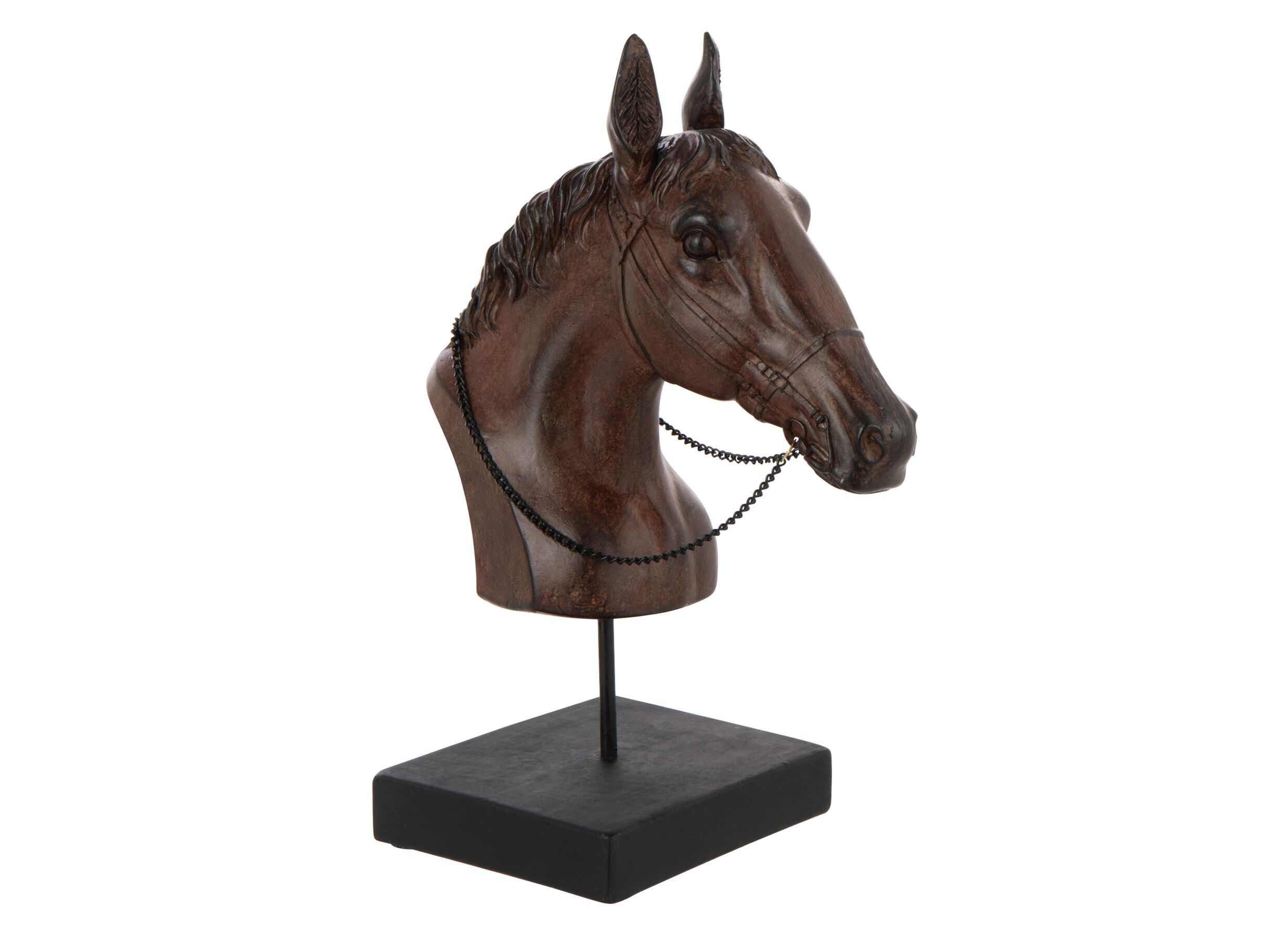 Beeldje Paard 42x12 - Statuette Cheval 42x12,5x29,5cm - polystone - brun foncé