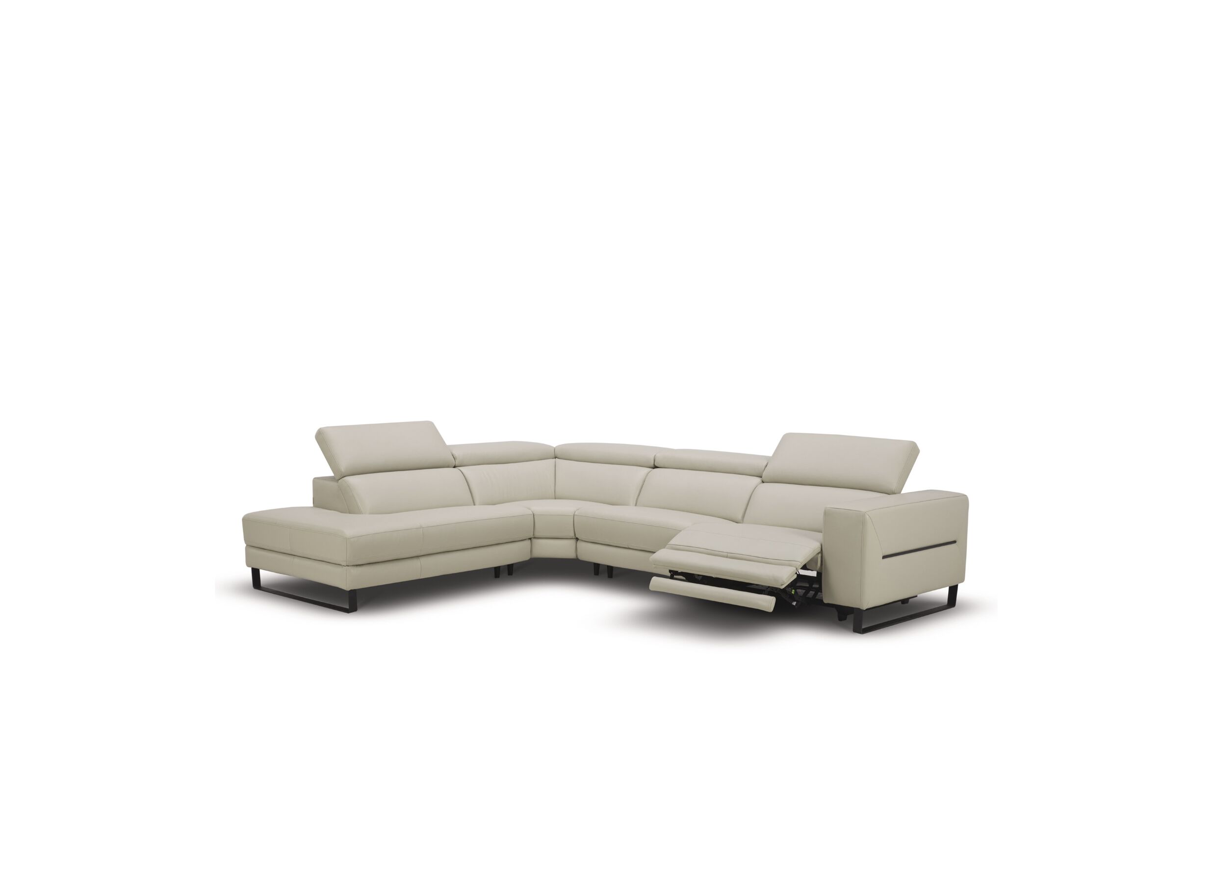 Overzichtsfoto - Hoeksalon Nyx 322x257cm - leder - lichtgrijs met relax