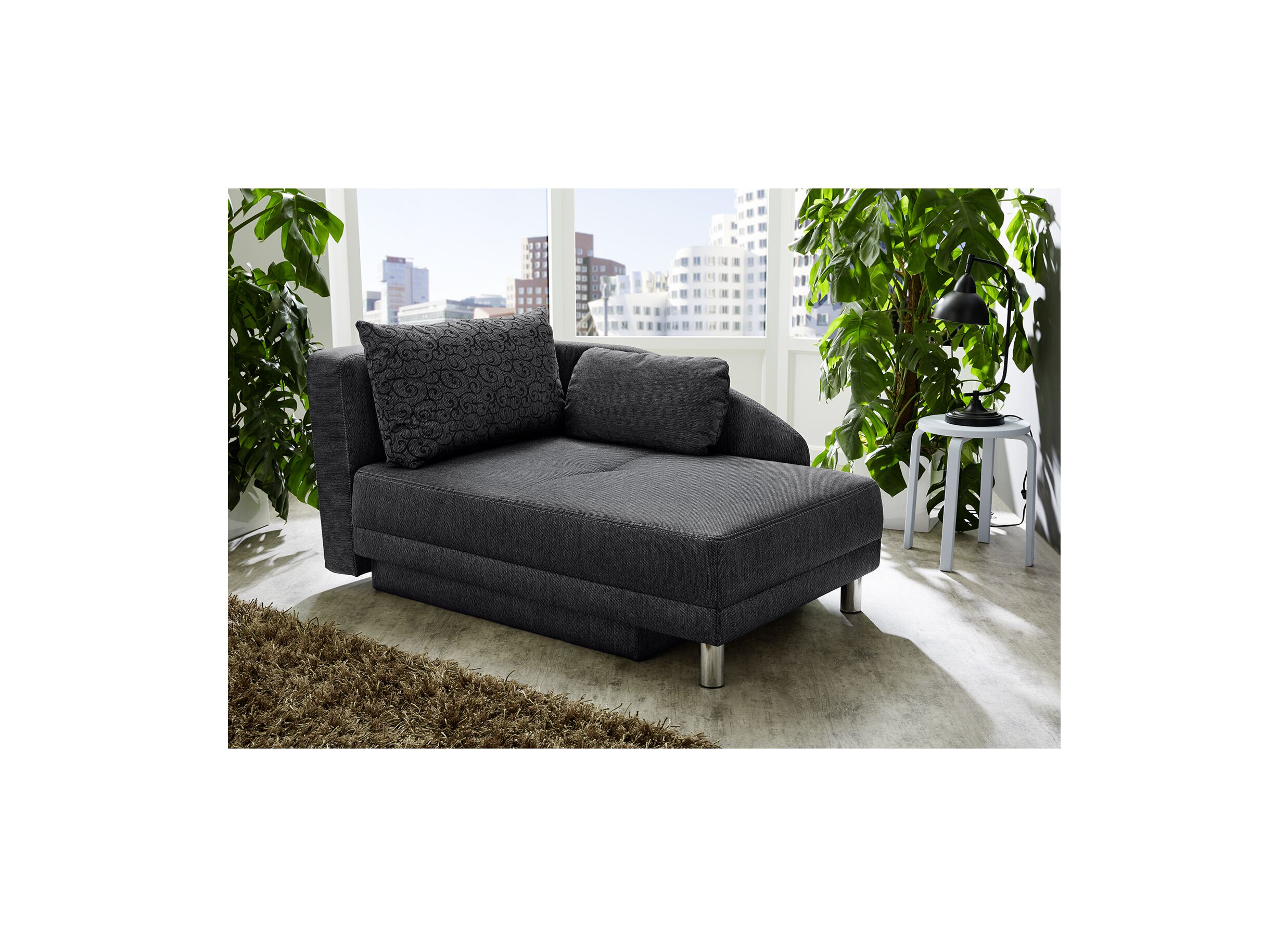 Zetelbed Roy Recamière 149x90x80cm - stof - grijs