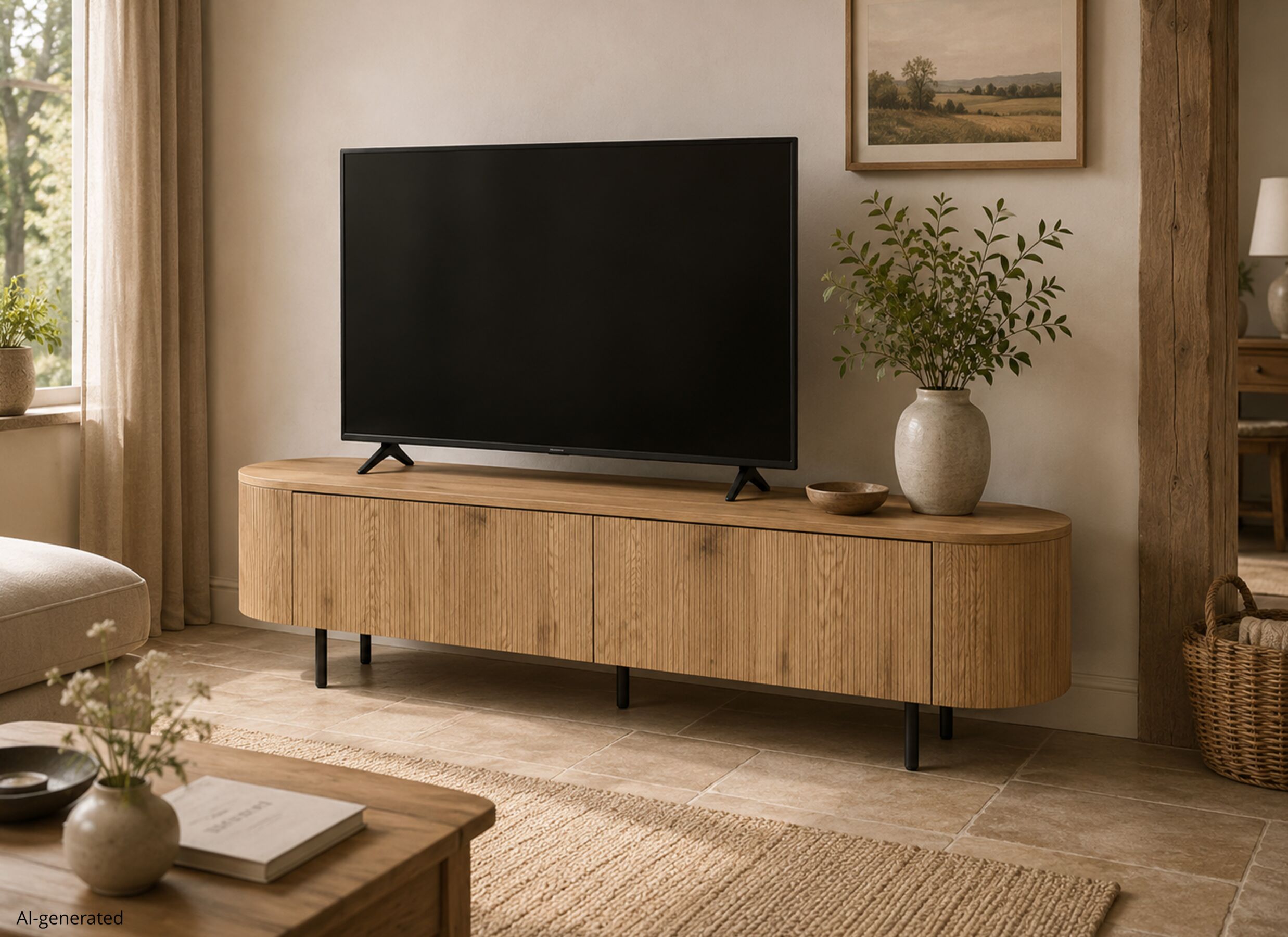 AI Generated - Meuble TV Sordino 180cm - décor - naturel