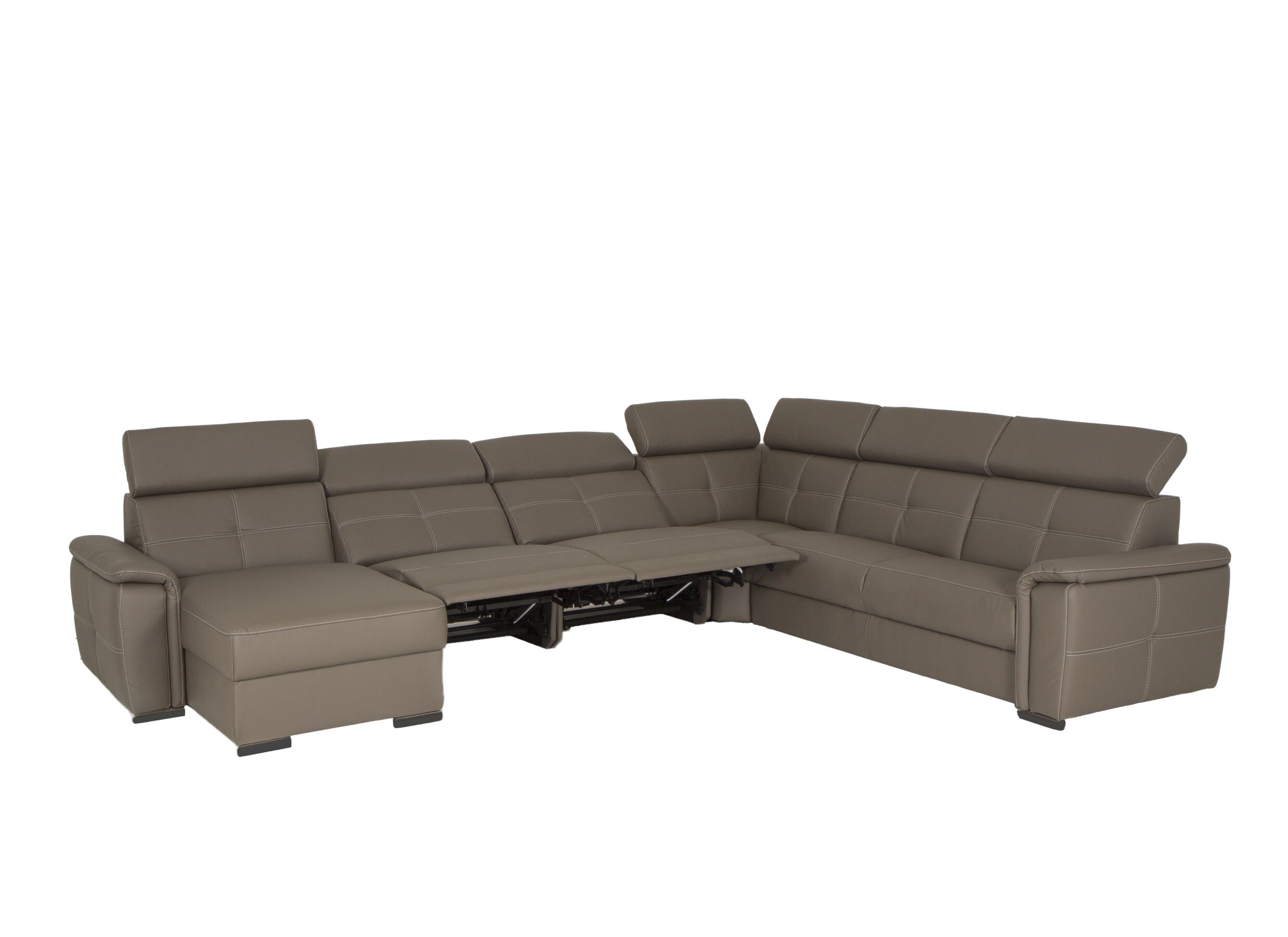 Canapé d'angle Erba 376x291cm - tissu - gris foncé avec relax