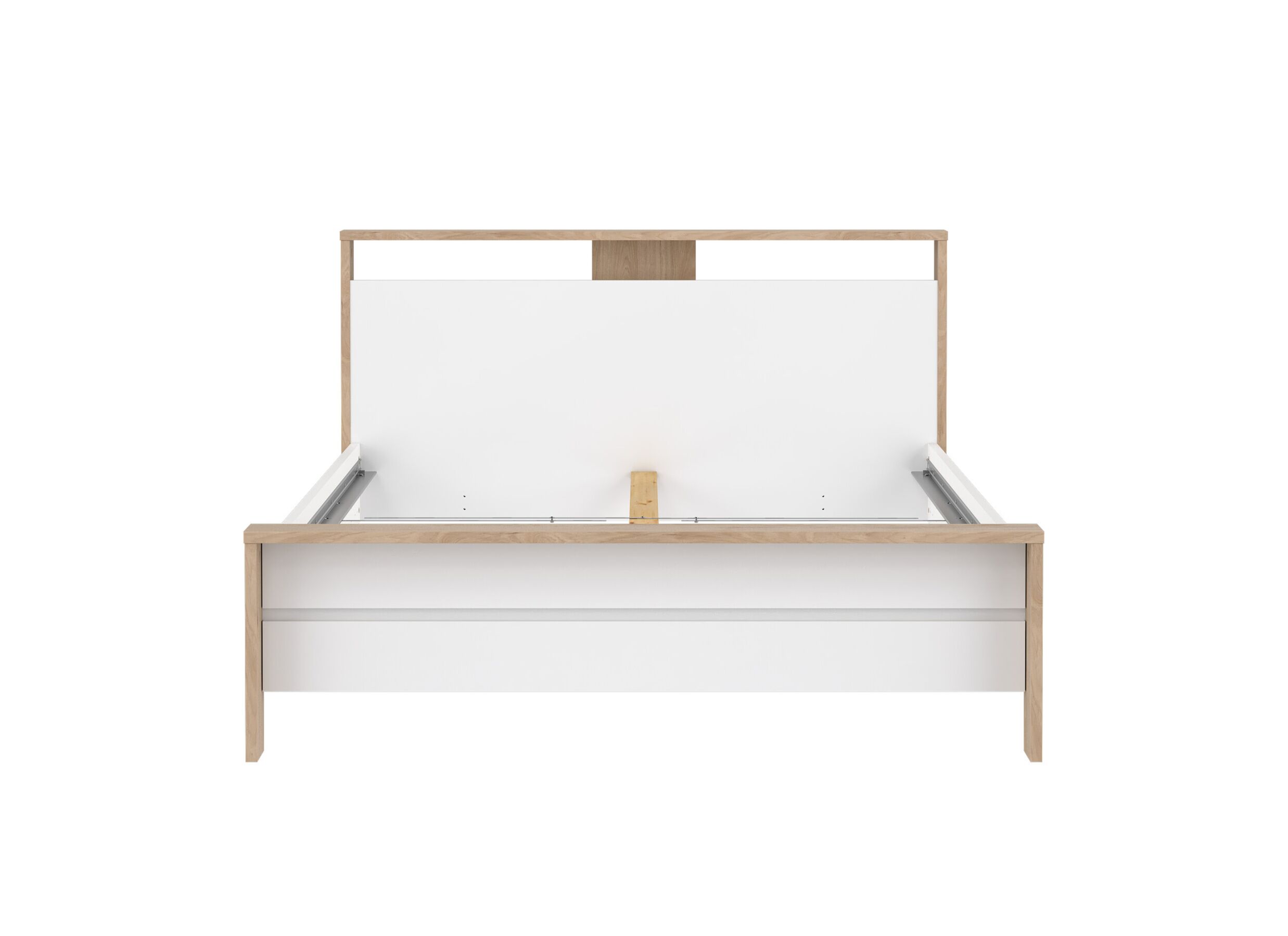 Overzichtsfoto - Bed Next 140x200cm - melamine - glanzend wit & jackson hickory