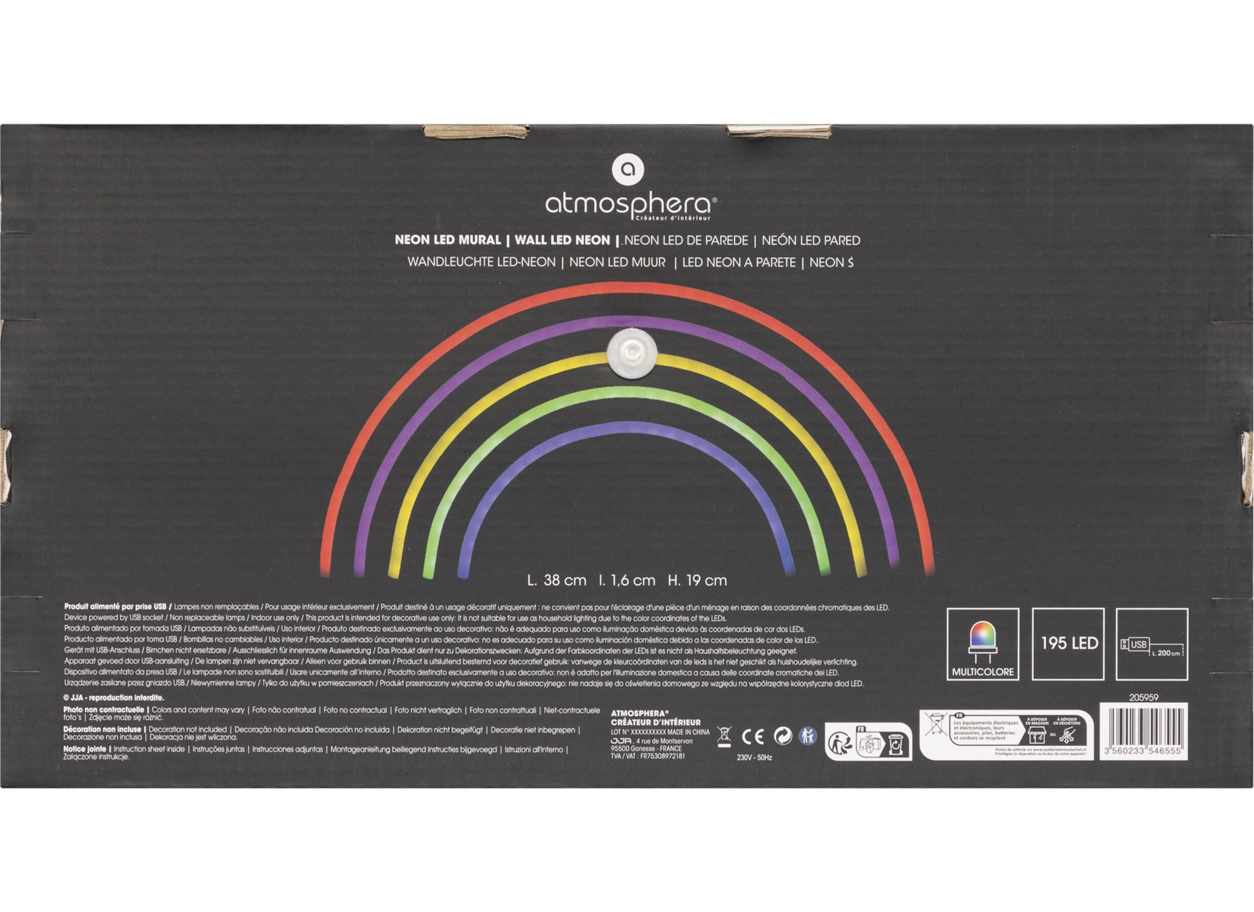 Indeling - Ledlamp Neon Regenboog 38x19cm - kunststof - multicolor