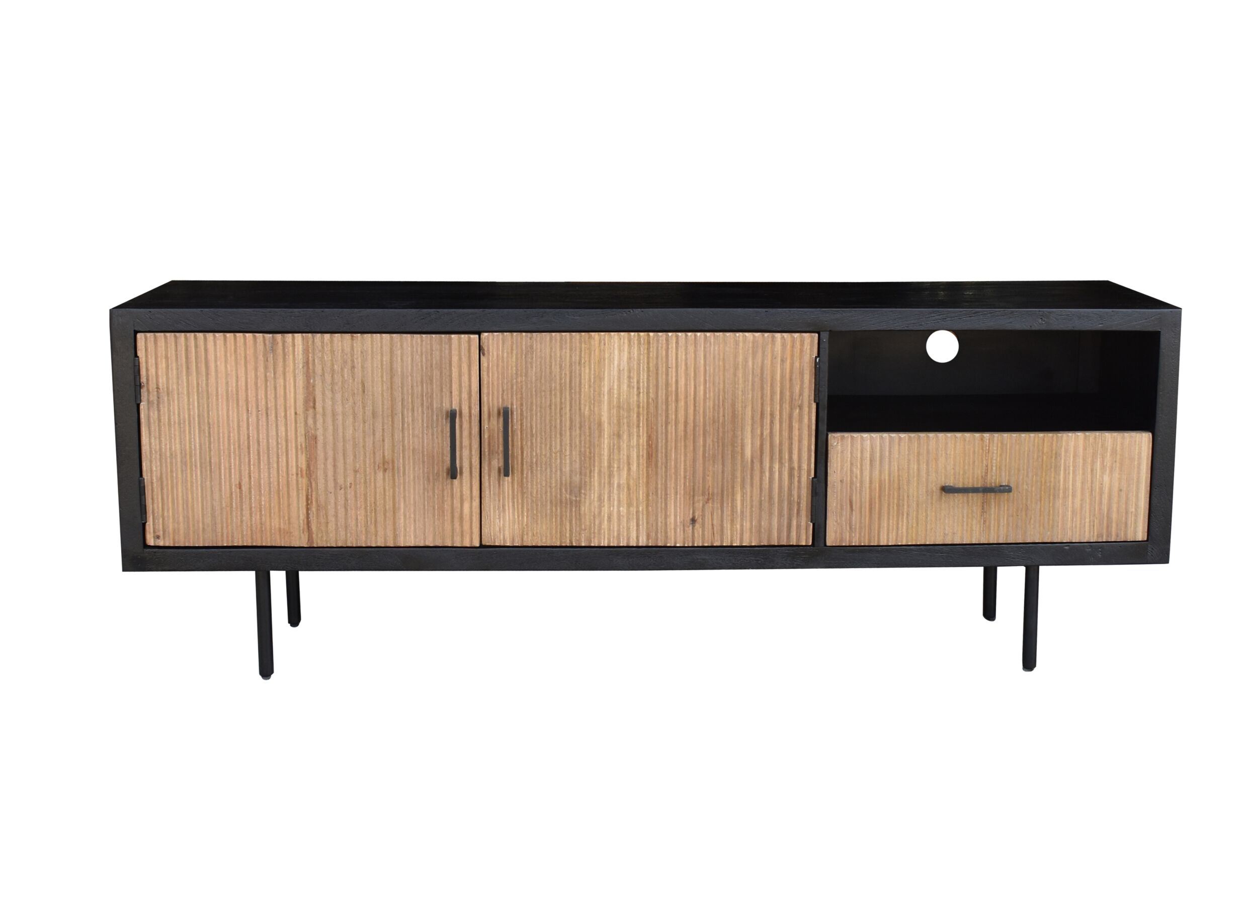 Meuble TV Lord 180cm - manguier massif & métal - naturel & noir