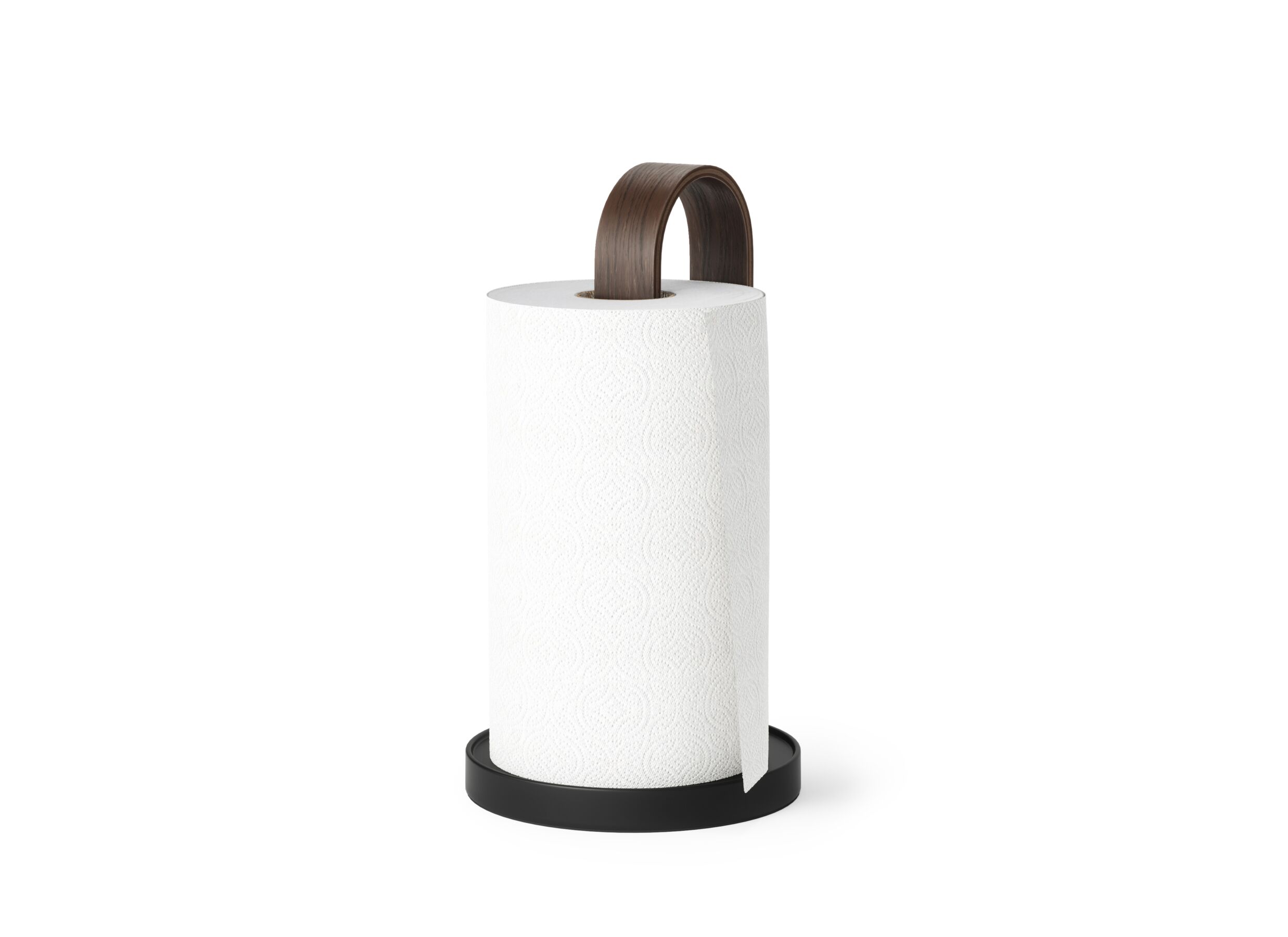 Overzichtsfoto - Keukenrolhouder Bellwood Ø17,4x32,4cm - metaal & hout - zwart & walnoot