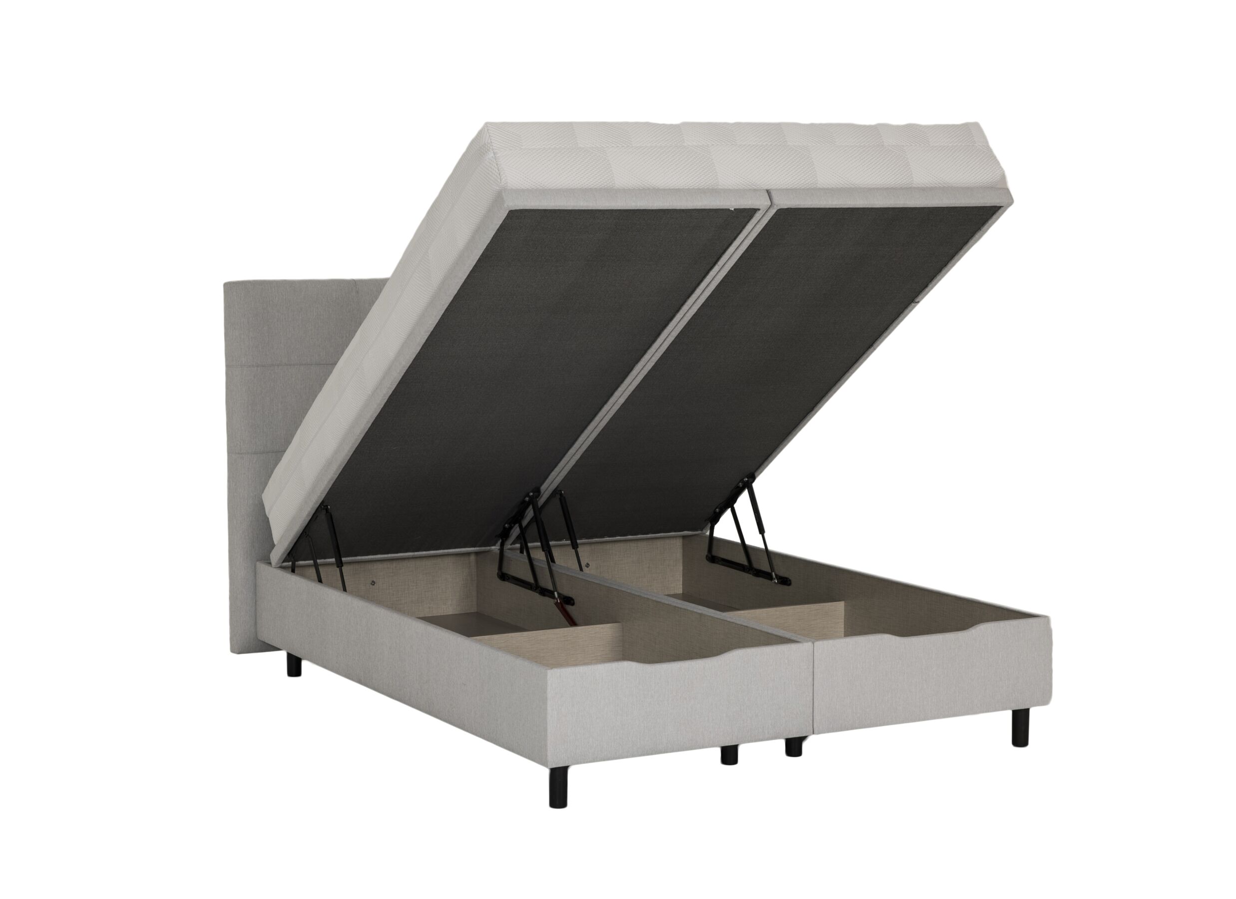 Overzichtsfoto - Bedbox Cosy 160x200cm - stof - lichtgrijs met opbergruimte