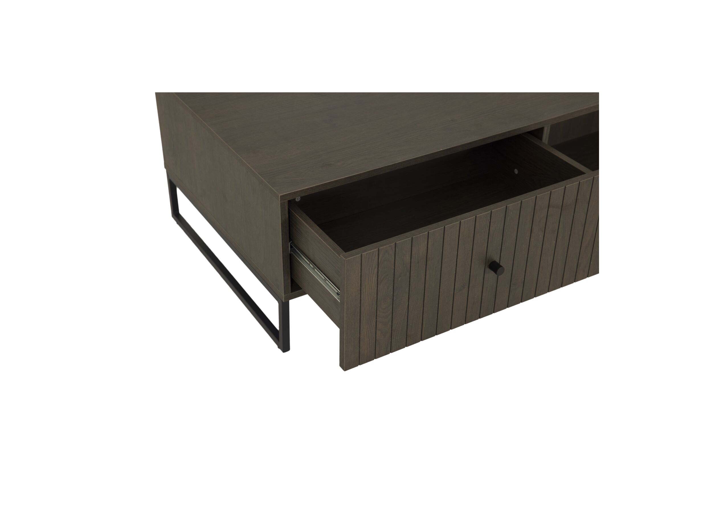 Detail - Table basse Vadis 119x62x36cm - melamine - brun foncé avec rangement