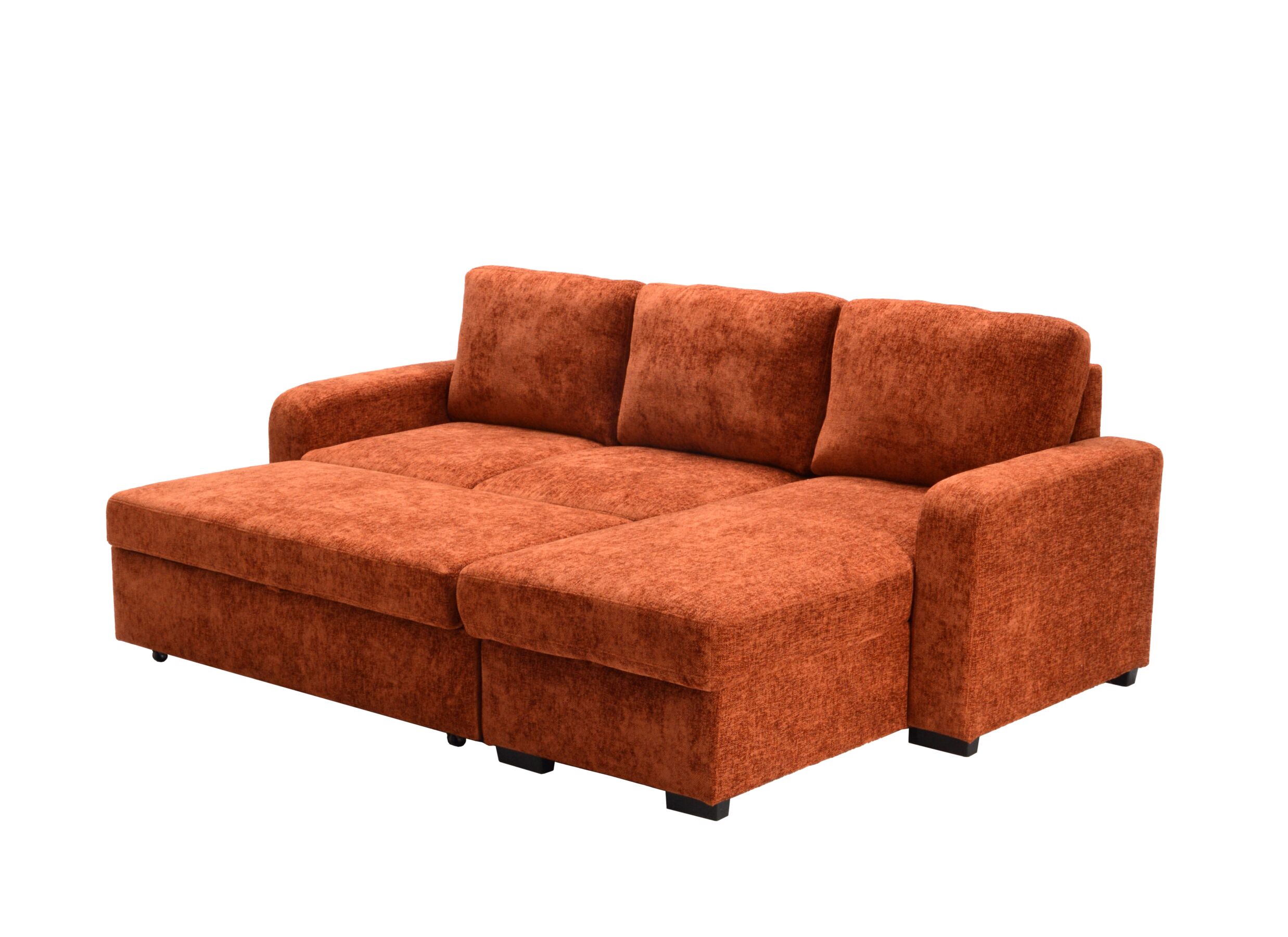 Aperçu - Canapé d'angle Zenith 243x156cm - tissu - rouille 2 personnes avec fonction de lit et rangement
