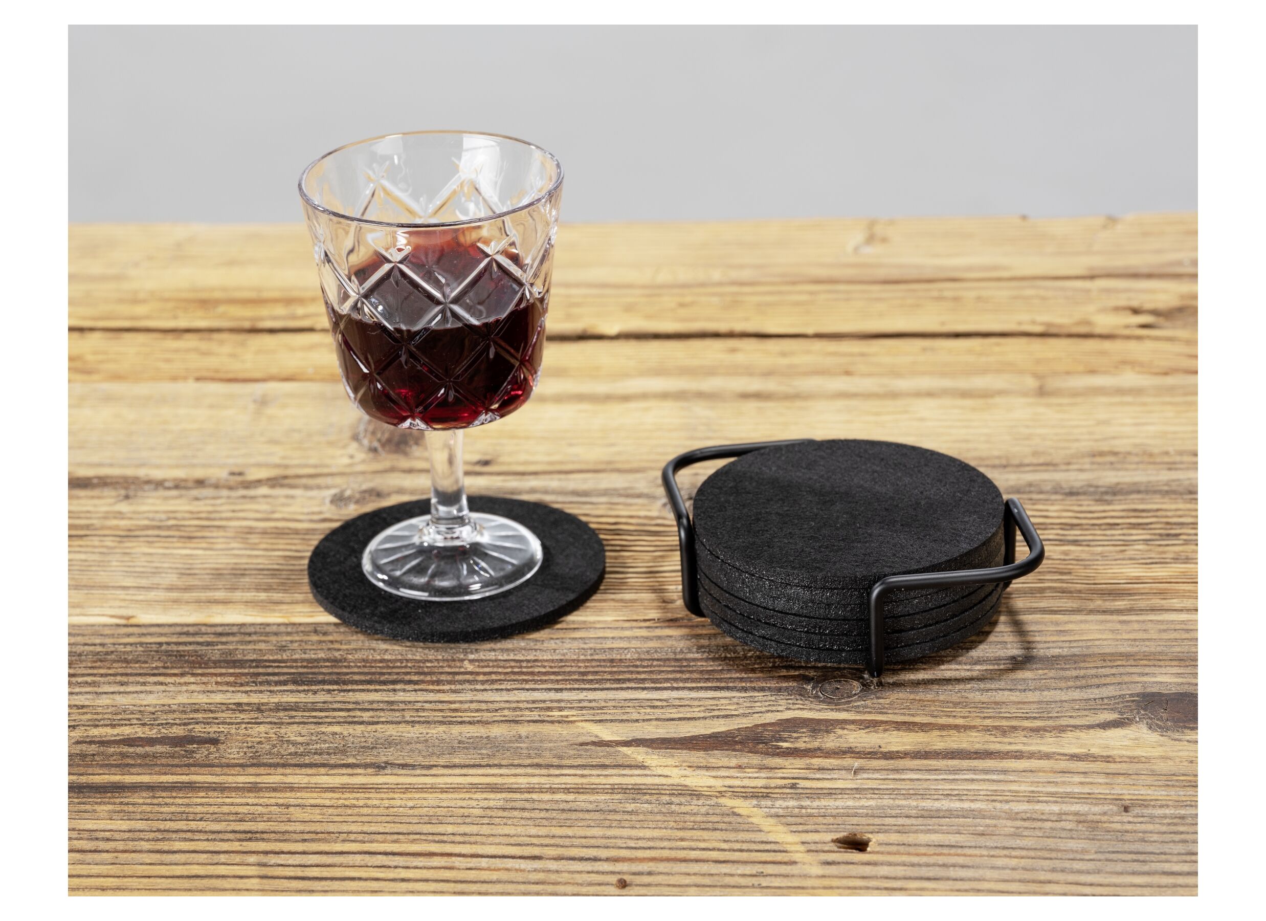 Foto ambiance - Sous-verre Folze Ø10cm - feutre - noir lot de 9