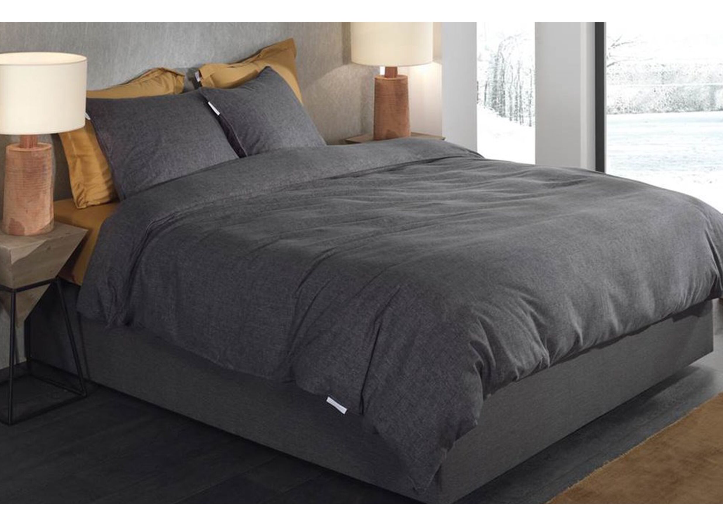 Foto ambiance - Housse de couette Franela 240x220cm - flanelle - anthracite