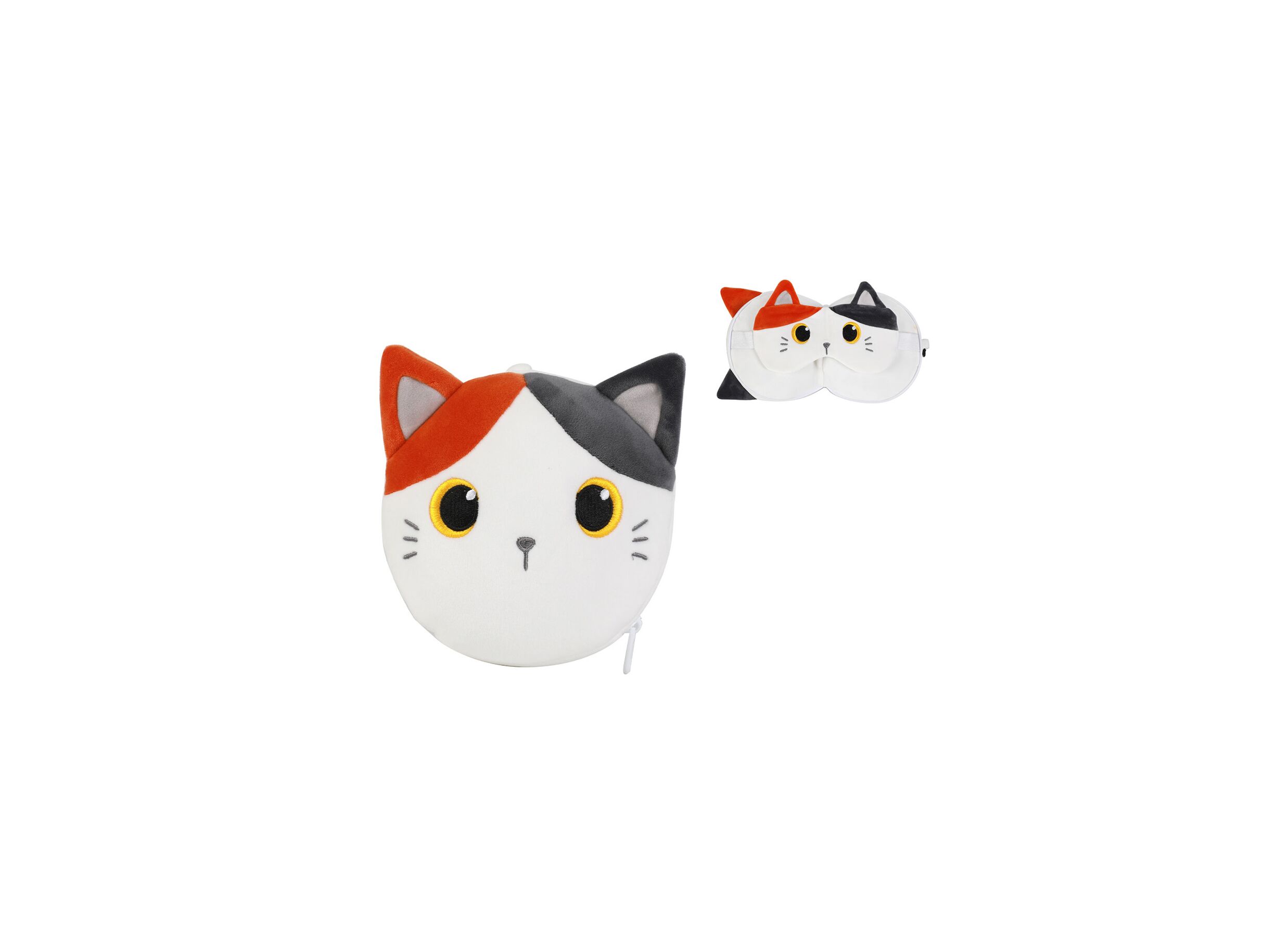Hoofdfoto - Kussen Orange Cat met slaapmasker - stof - wit