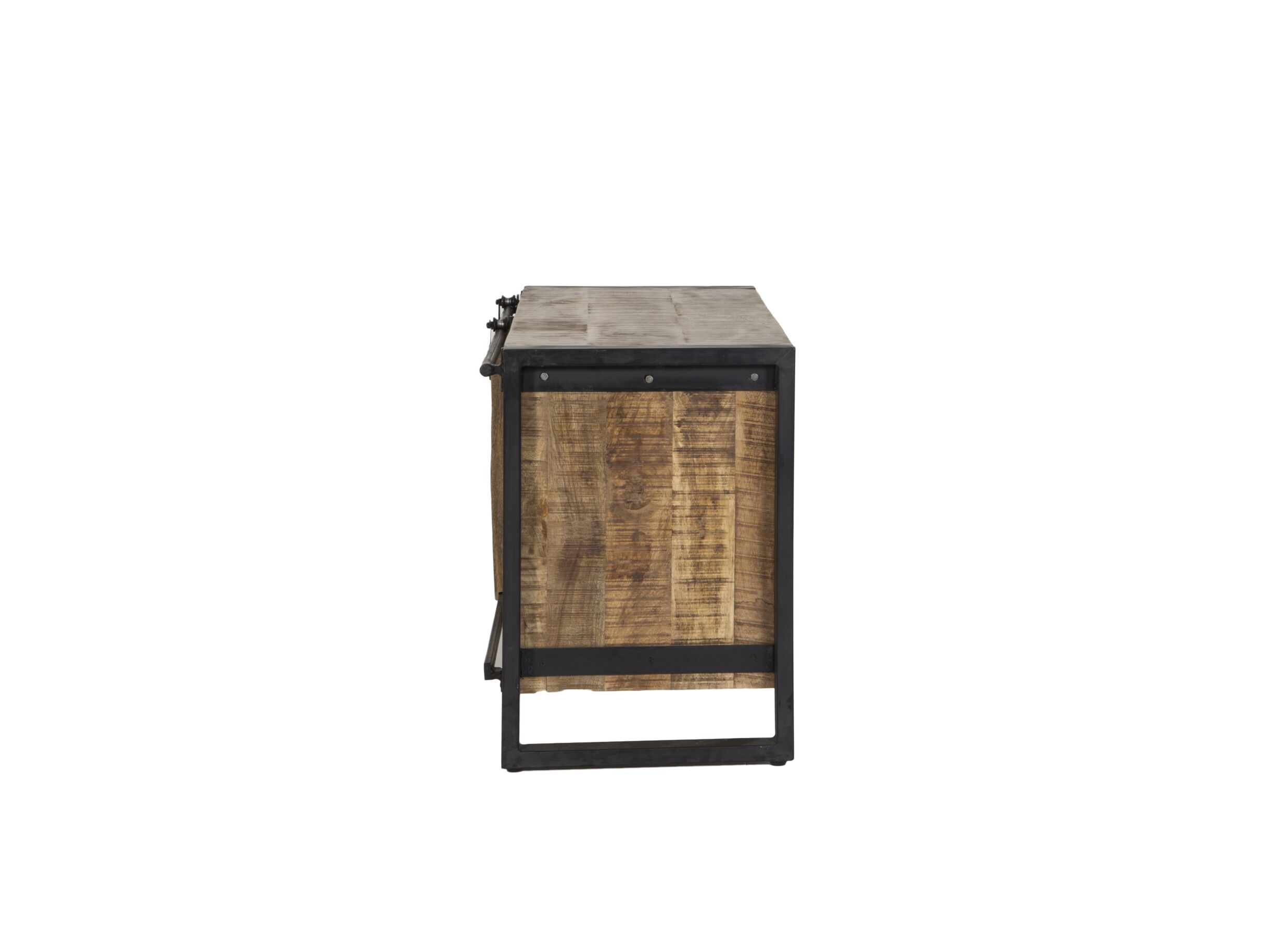 Meuble TV Woodstock 120x45cm - manguier massif & métal - naturel/noir