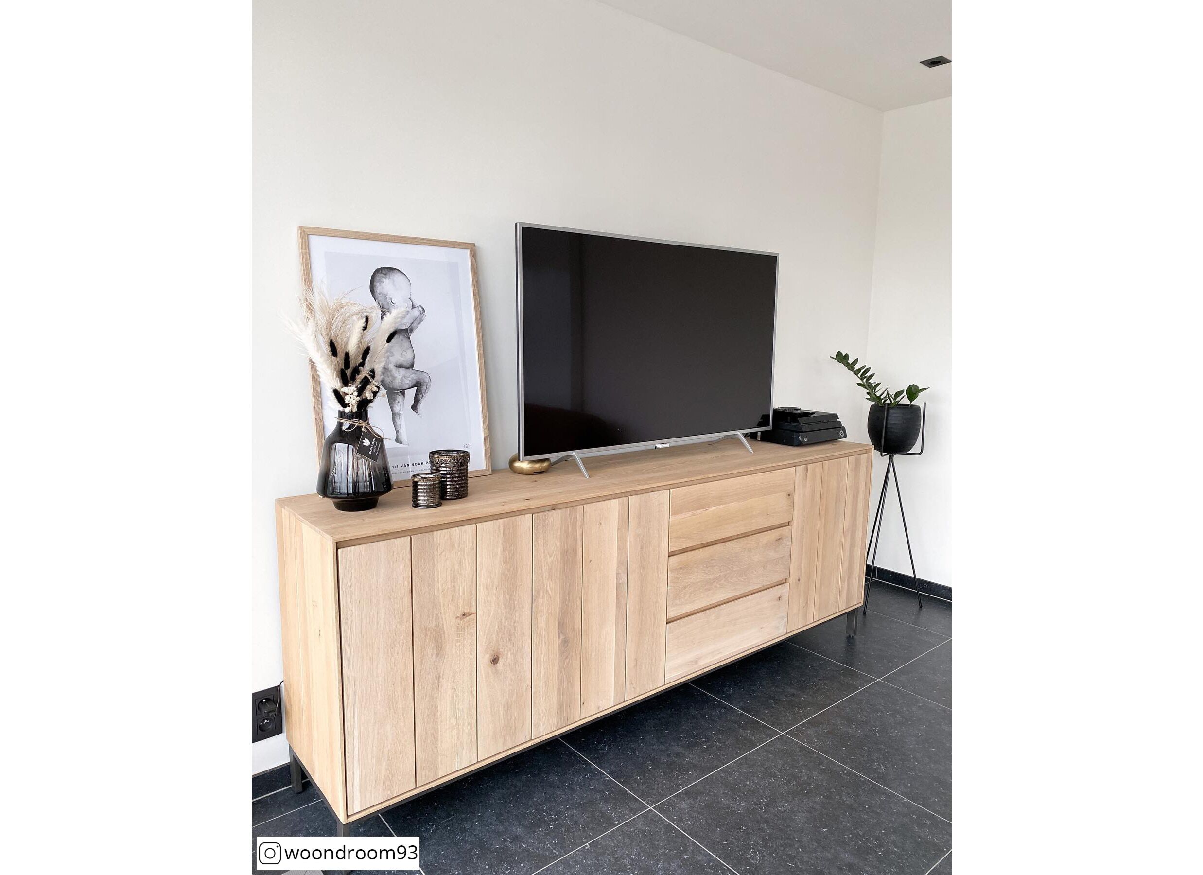 Dressoir Polar 250cm - eik massief & decor- naturel