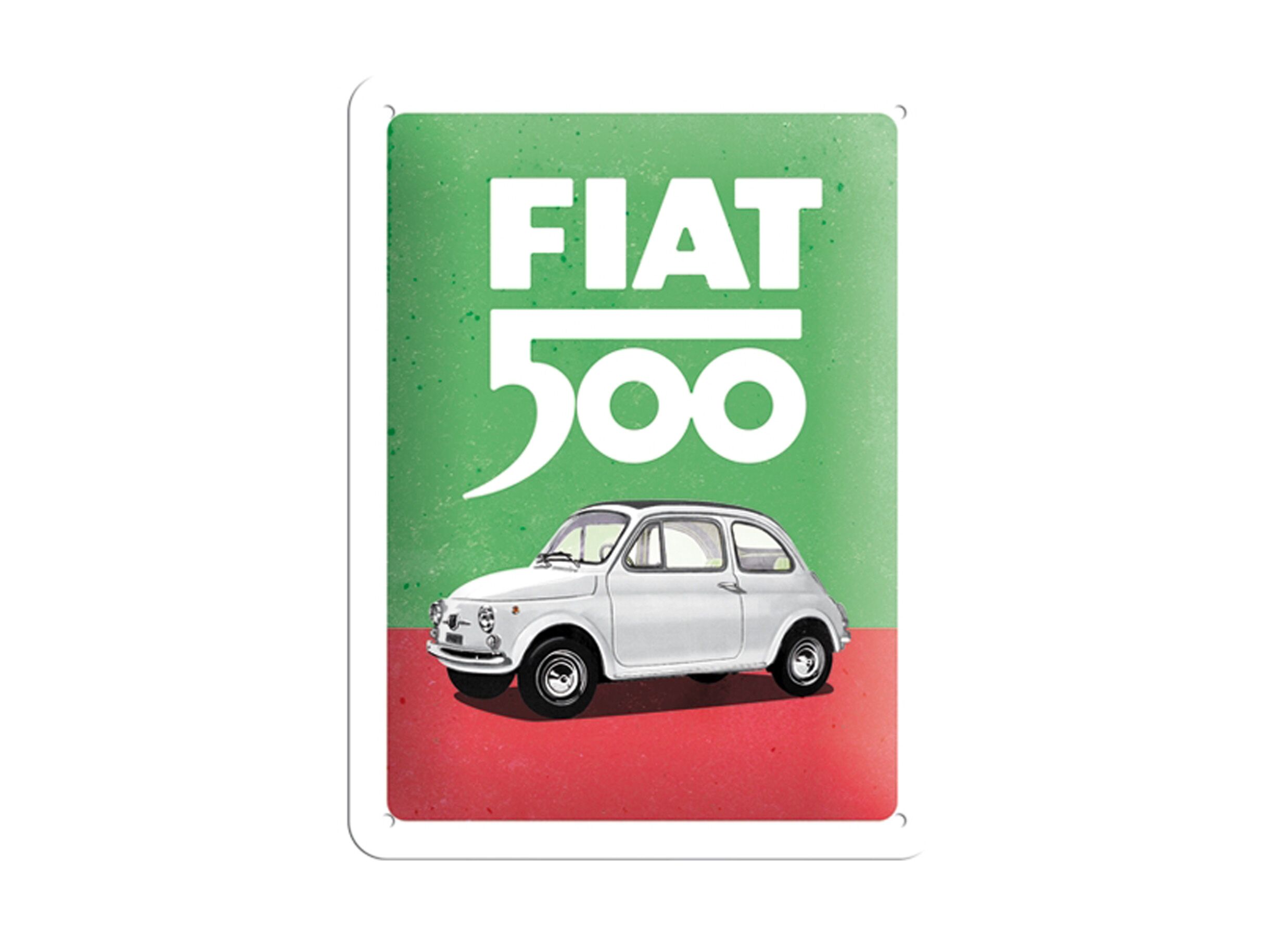 Plus Important - Plaque Fiat 500 15x20cm - métal - vert & rouge