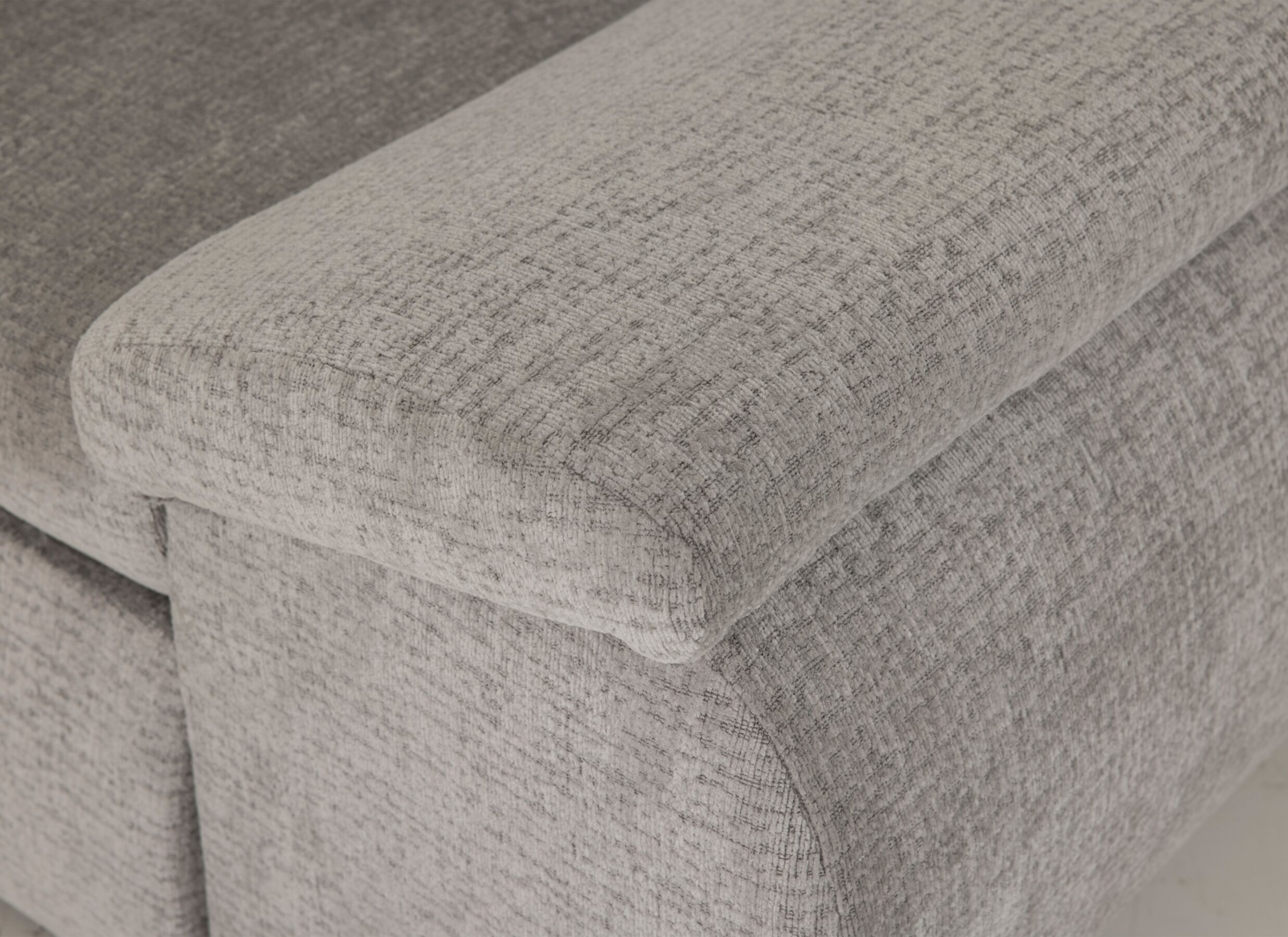 Detail - Canapé d'angle Caro 272x197cm - tissu - gris avec fonction lit et rangement