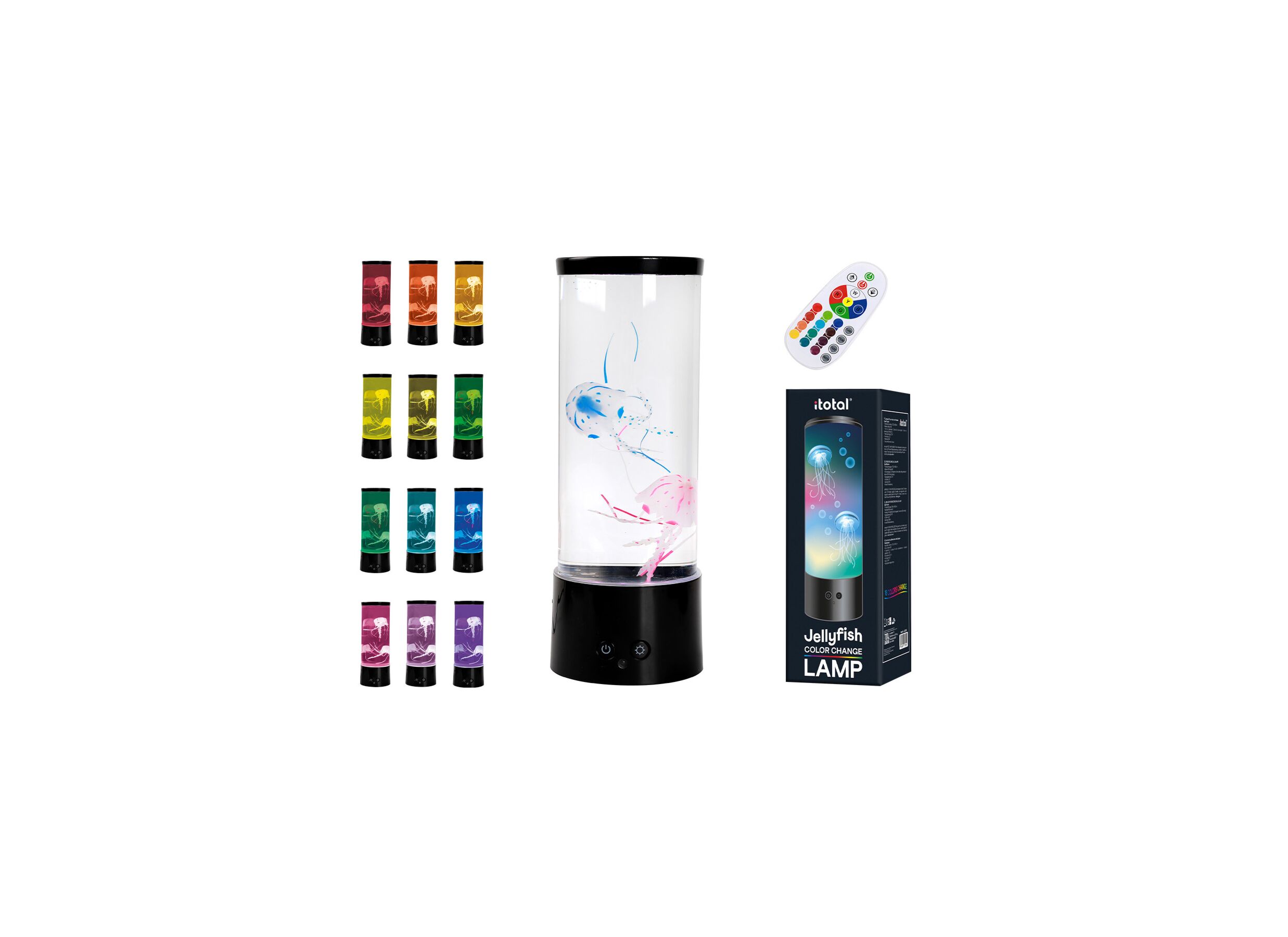 Lampe à LED Jellyfish H30cm avec télécommande - Lampe à LED Jellyfish avec télécommande H30cm - plastique & verre - multicolore
