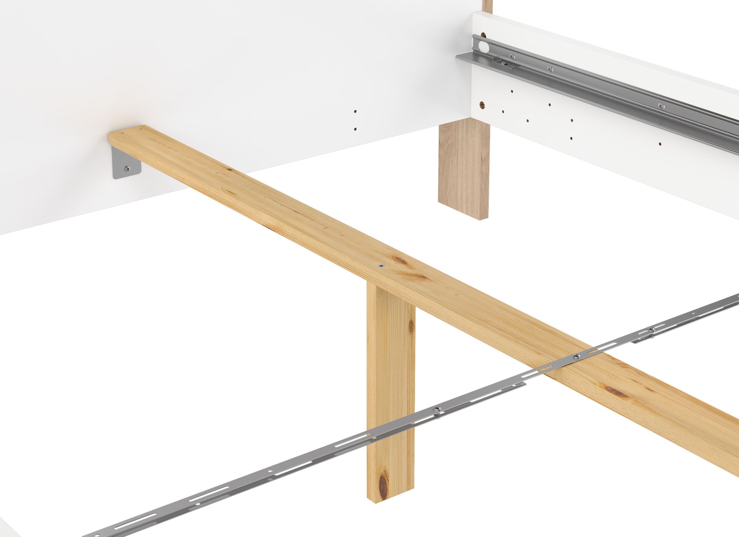 Detailfoto - Bed Next 140x200cm - melamine - glanzend wit & jackson hickory